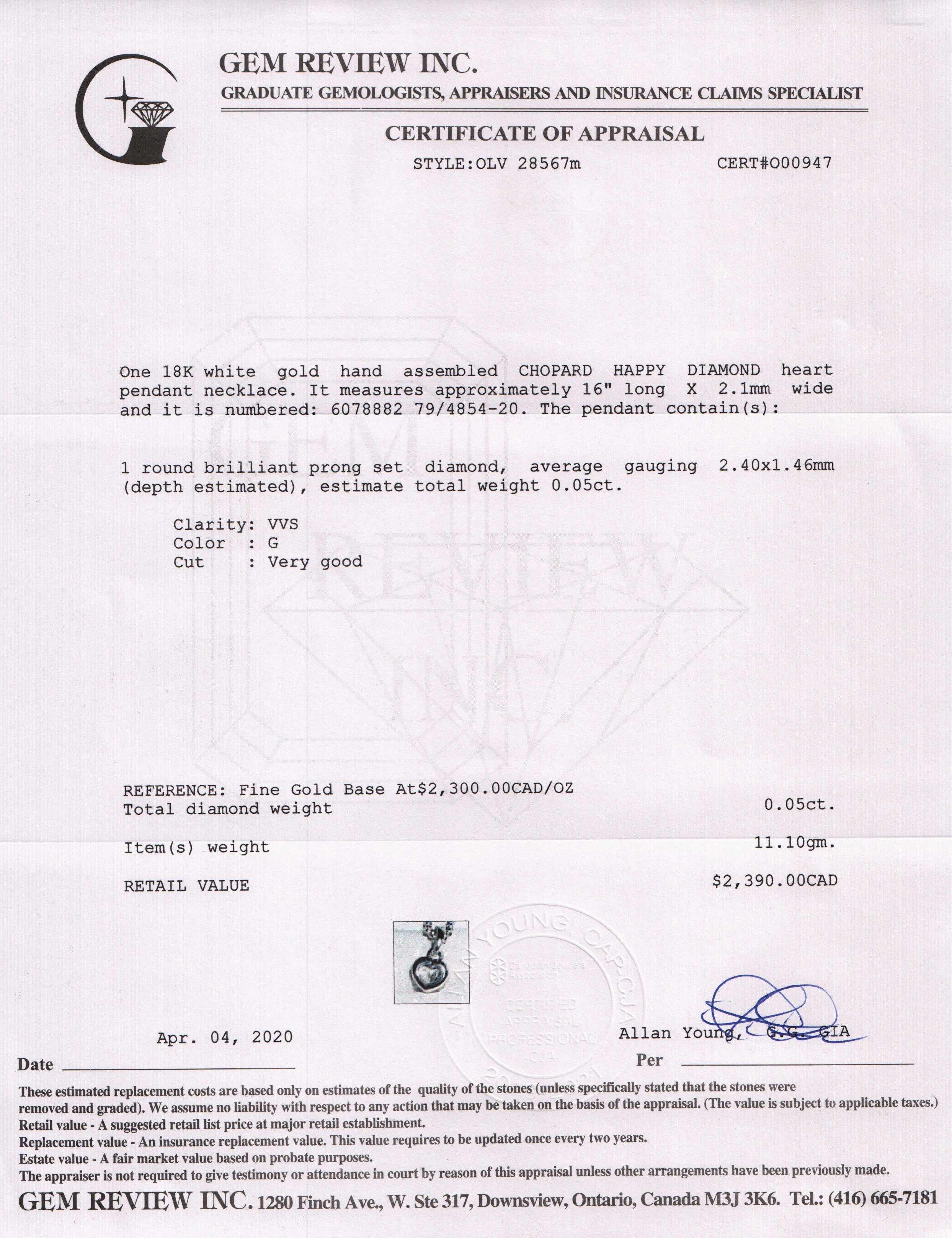 Chopard 18k White Gold Happy Diamonds Icons Pendant Necklace