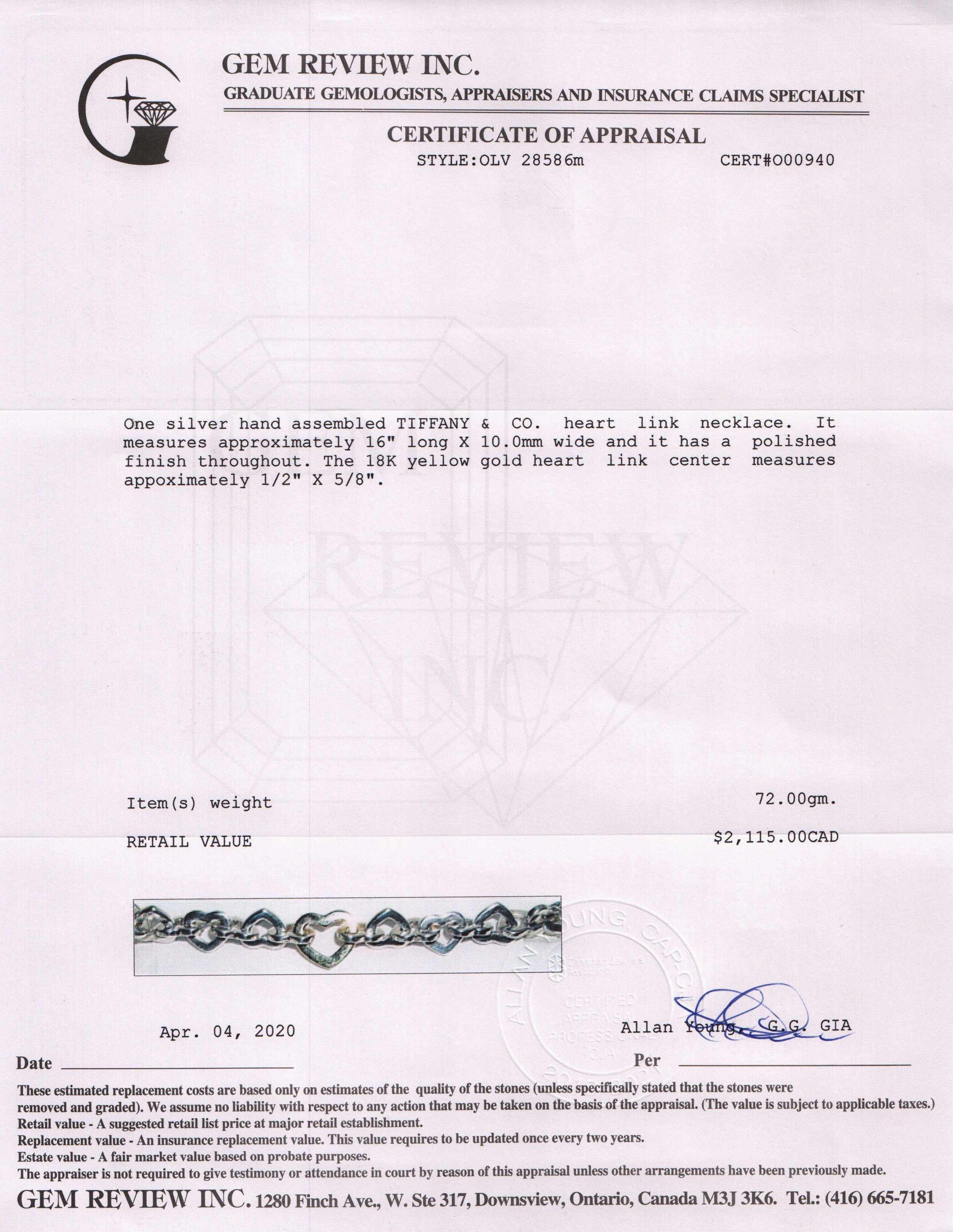 Tiffany & Co. Two-Tone Heart Link Necklace