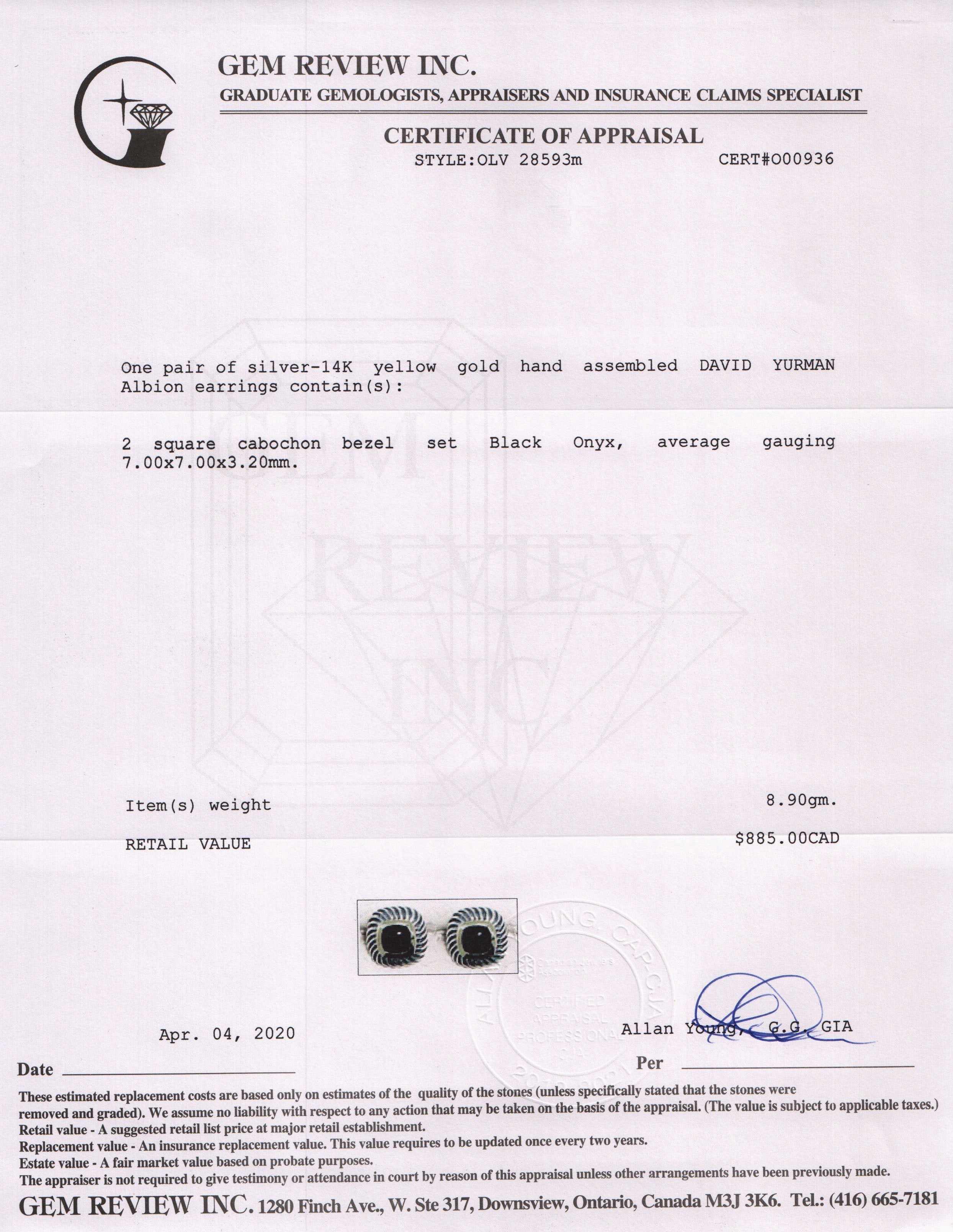 David Yurman Two-Tone Albion Stud Earrings with Black Onyx