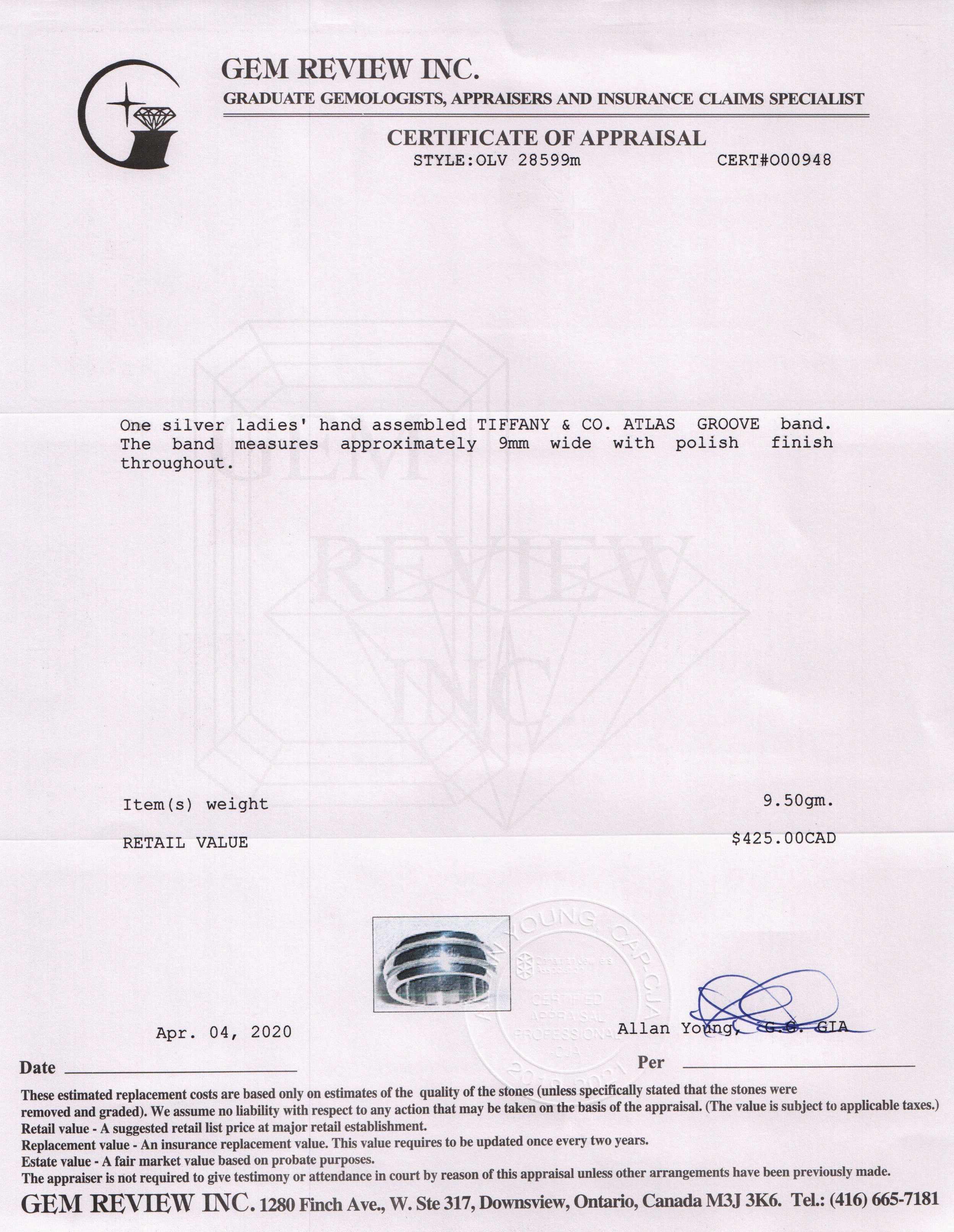 Tiffany & Co. Atlas Groove Band Ring