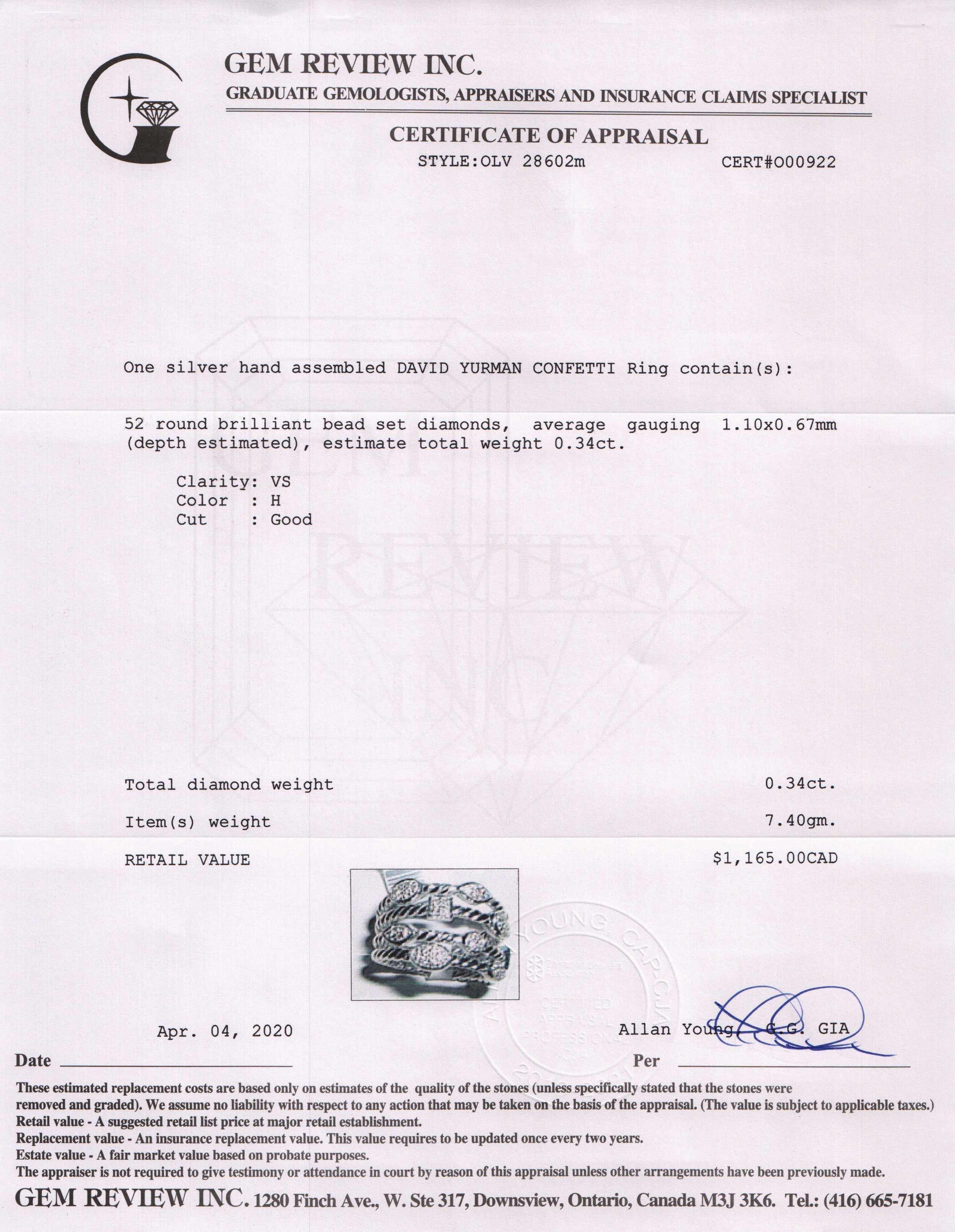 David Yurman Four-Row Confetti Ring with Diamonds