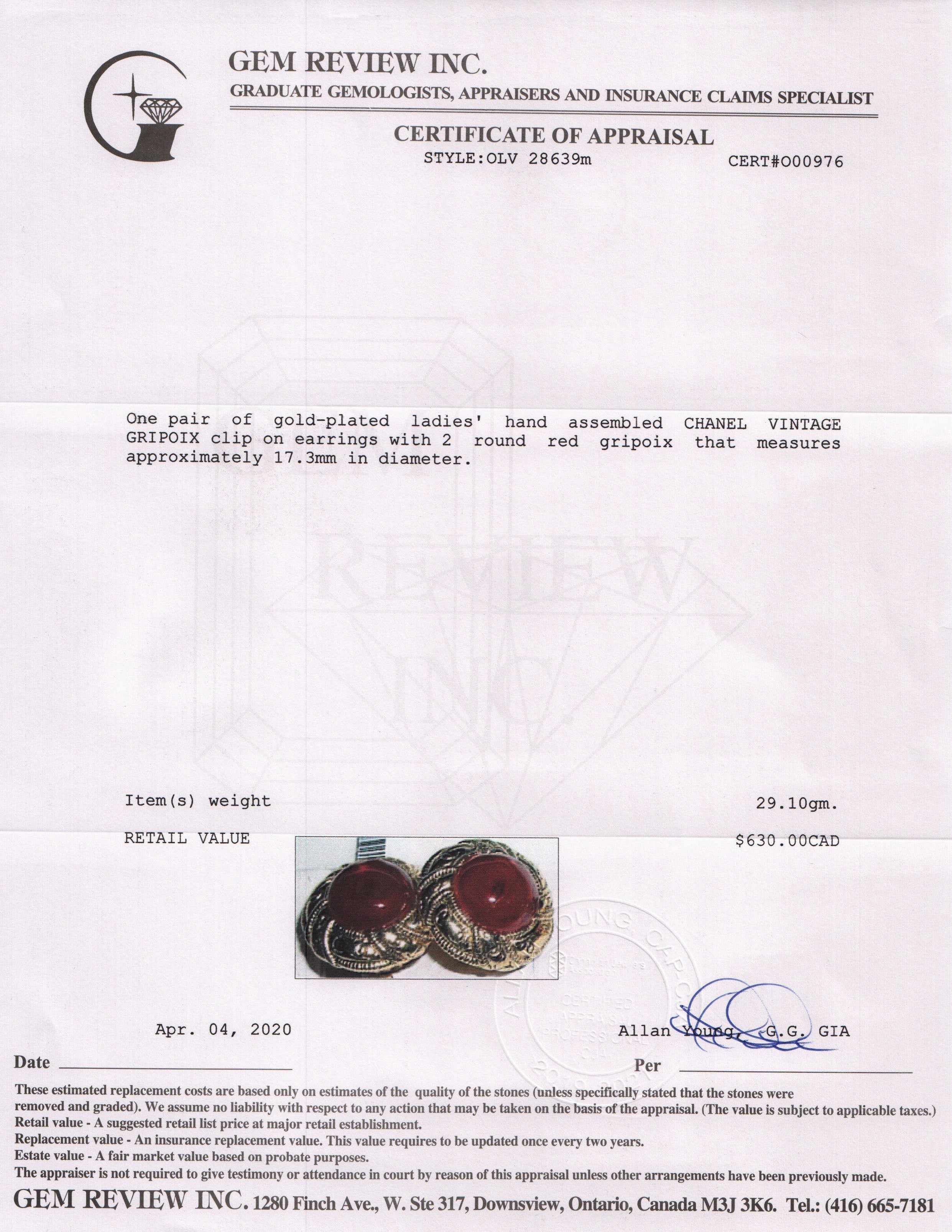 Chanel Vintage Gripoix Clip-On Earrings