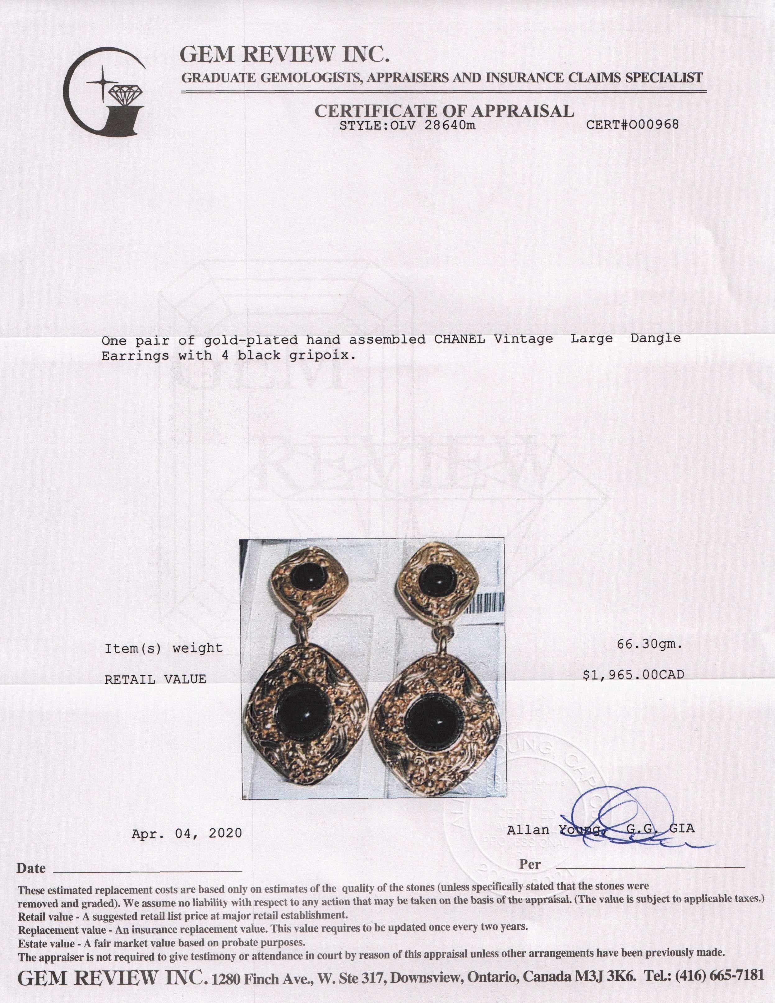 Chanel Vintage Gripoix Clip-On Drop Earrings