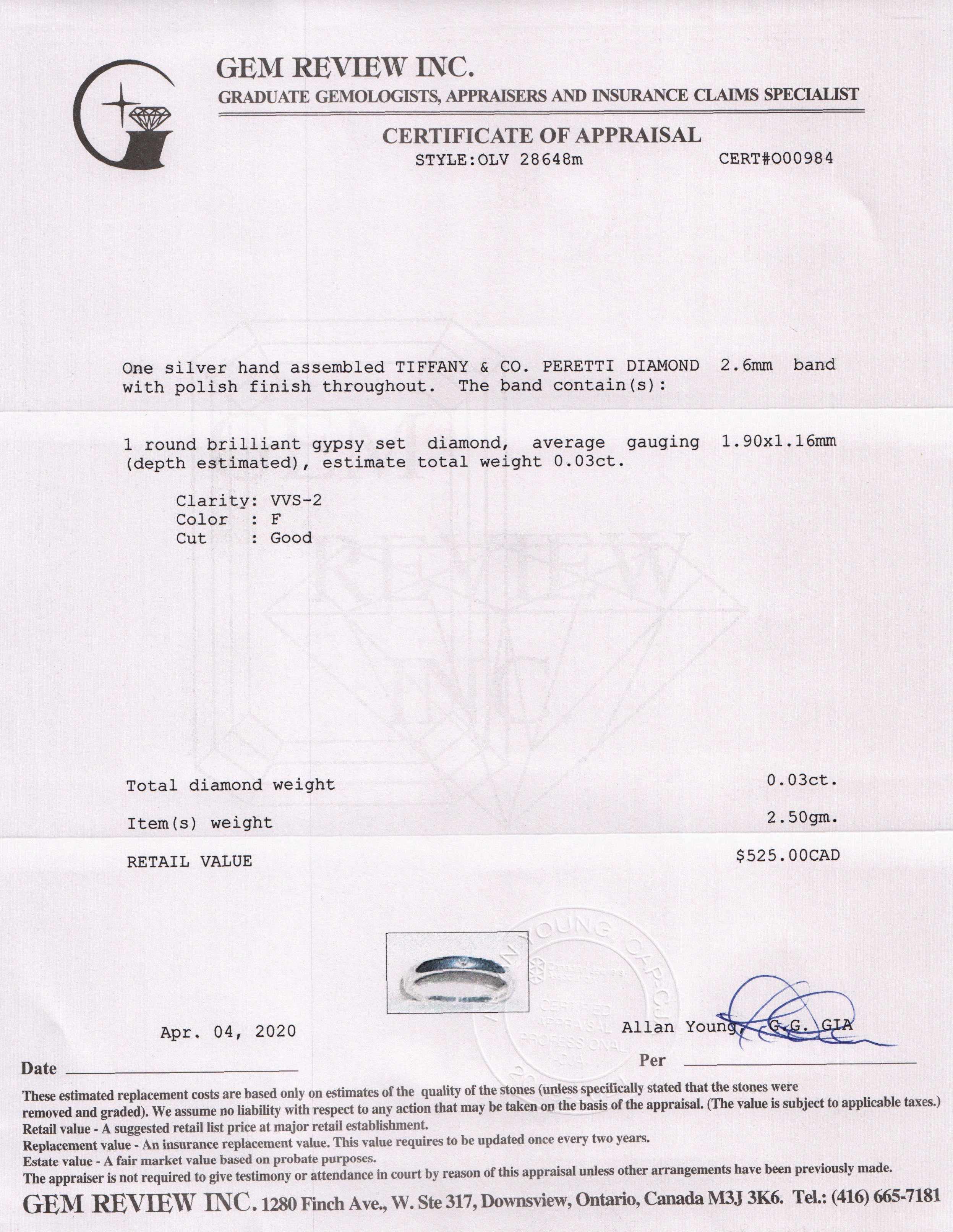 Tiffany & Co. Elsa Peretti Diamond Band Ring