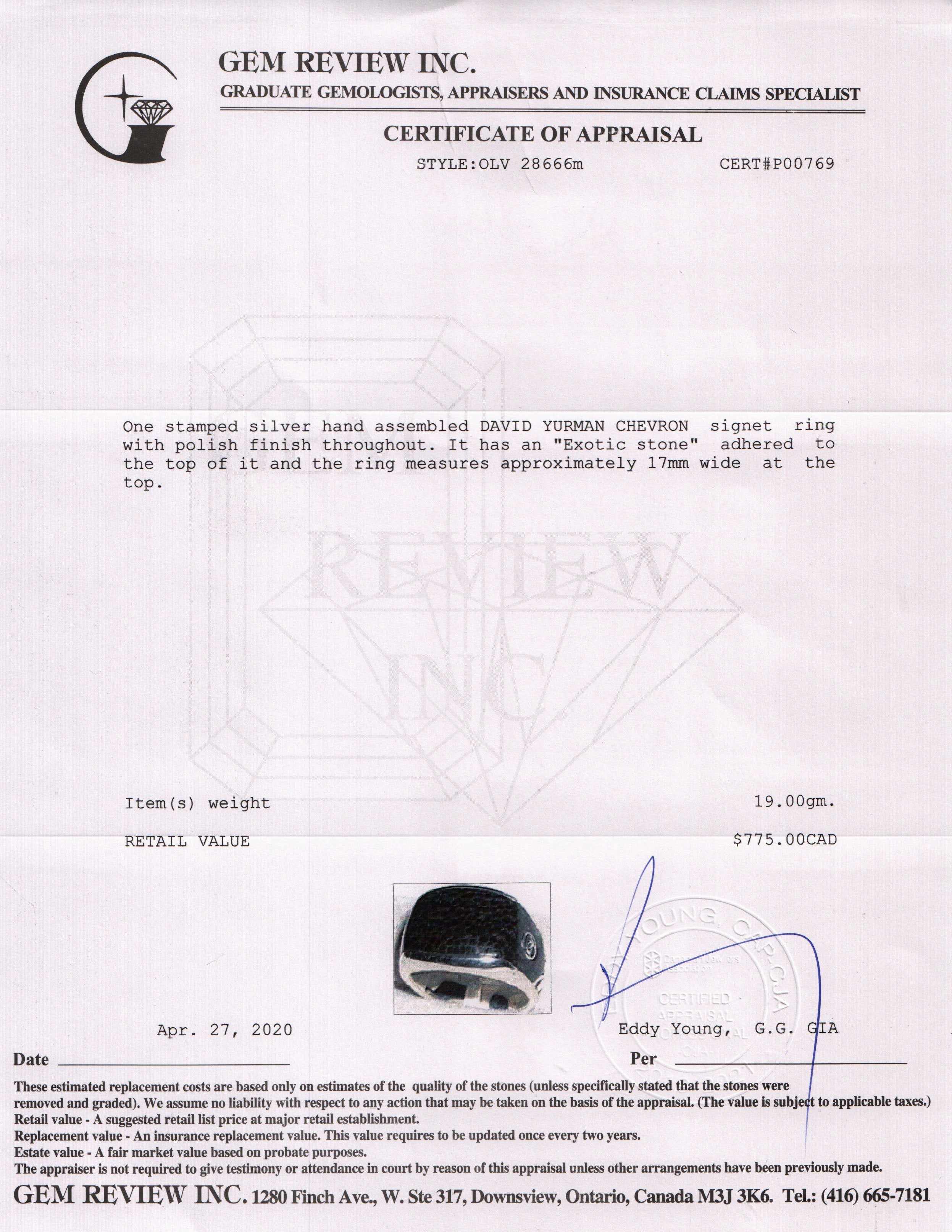 David Yurman Exotic Stone Three Sided Chevron Ring