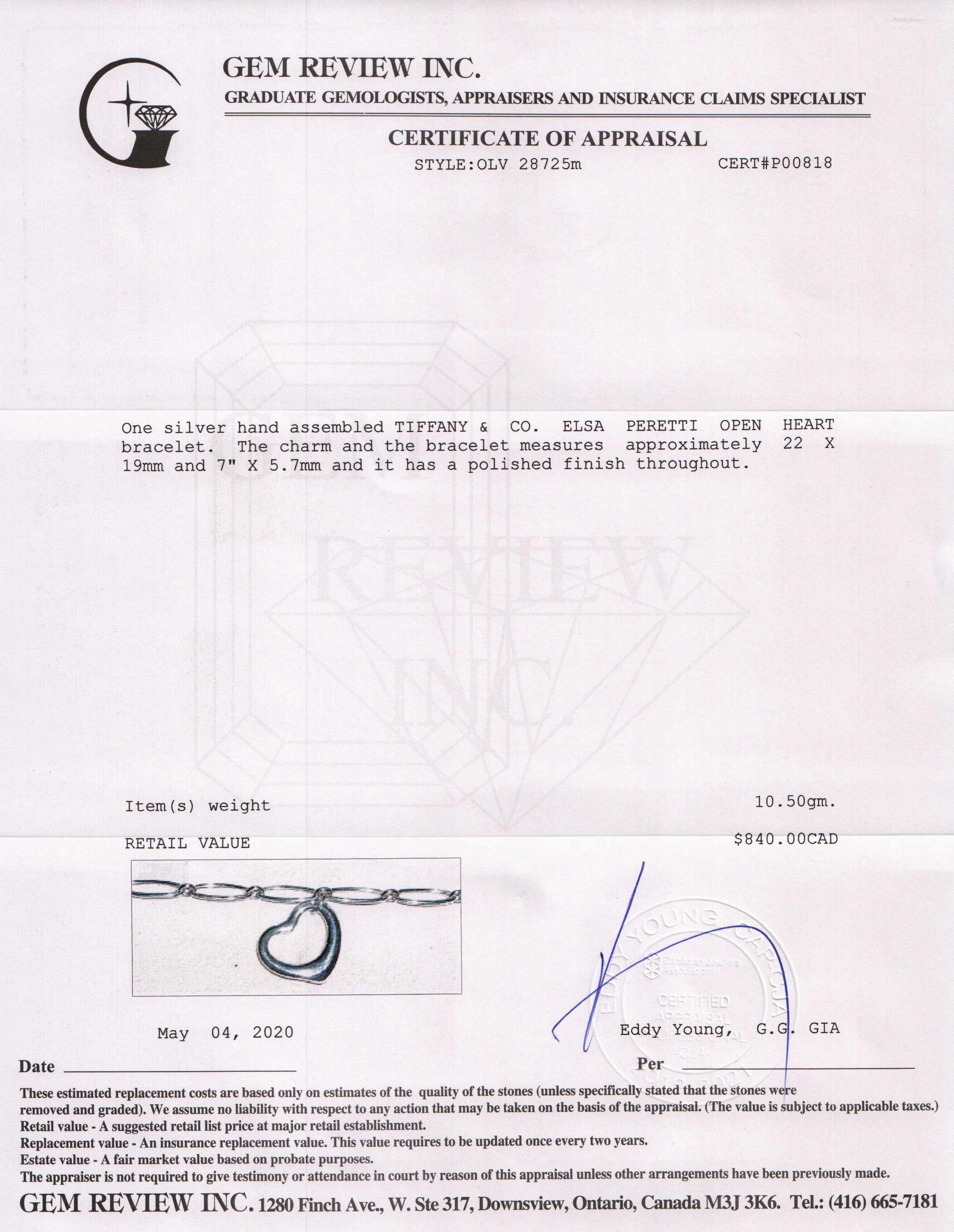 Tiffany & Co. Elsa Peretti Open Heart Bracelet