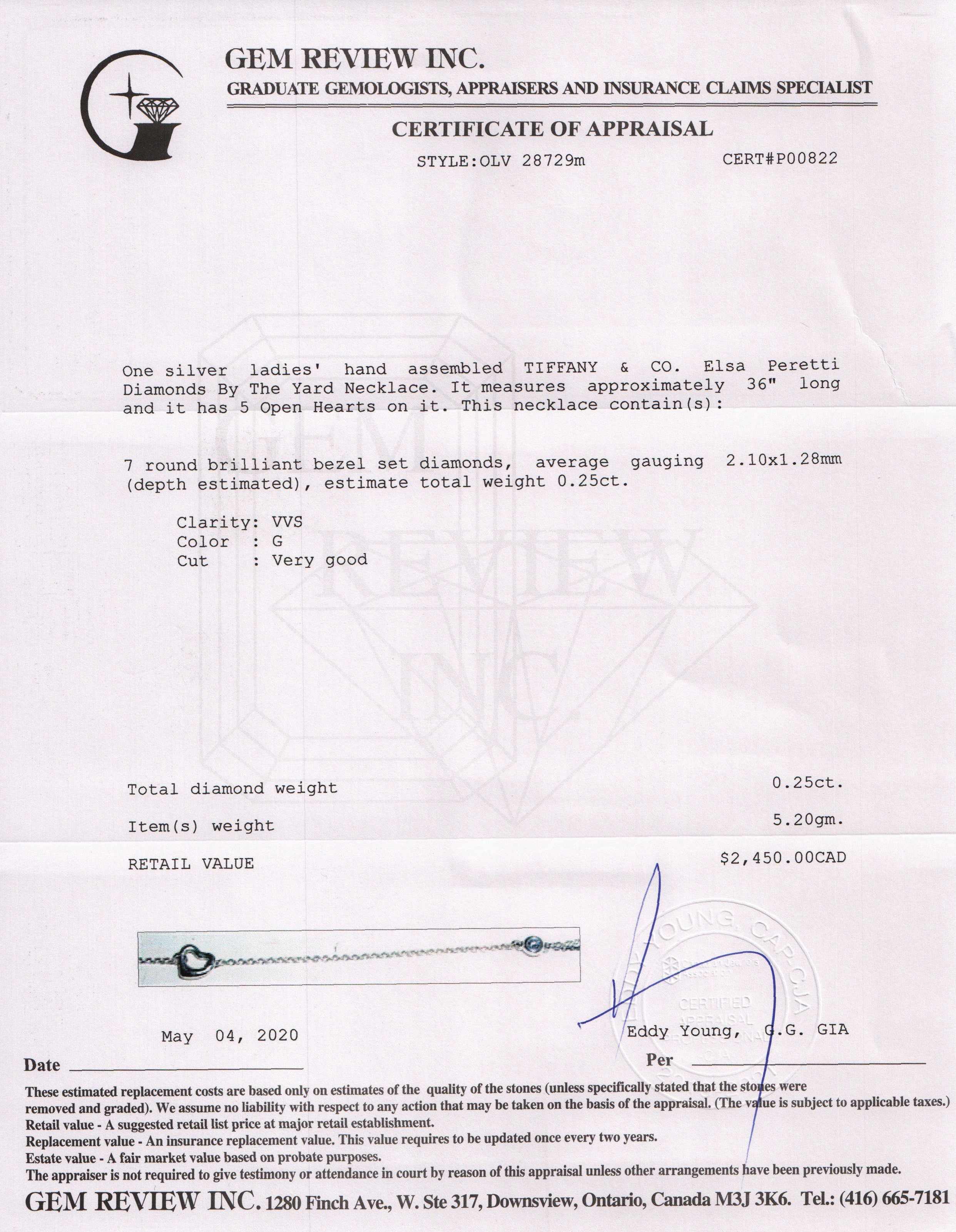 Tiffany & Co. Elsa Peretti Diamonds by the Yard Open Heart Sprinkle Necklace