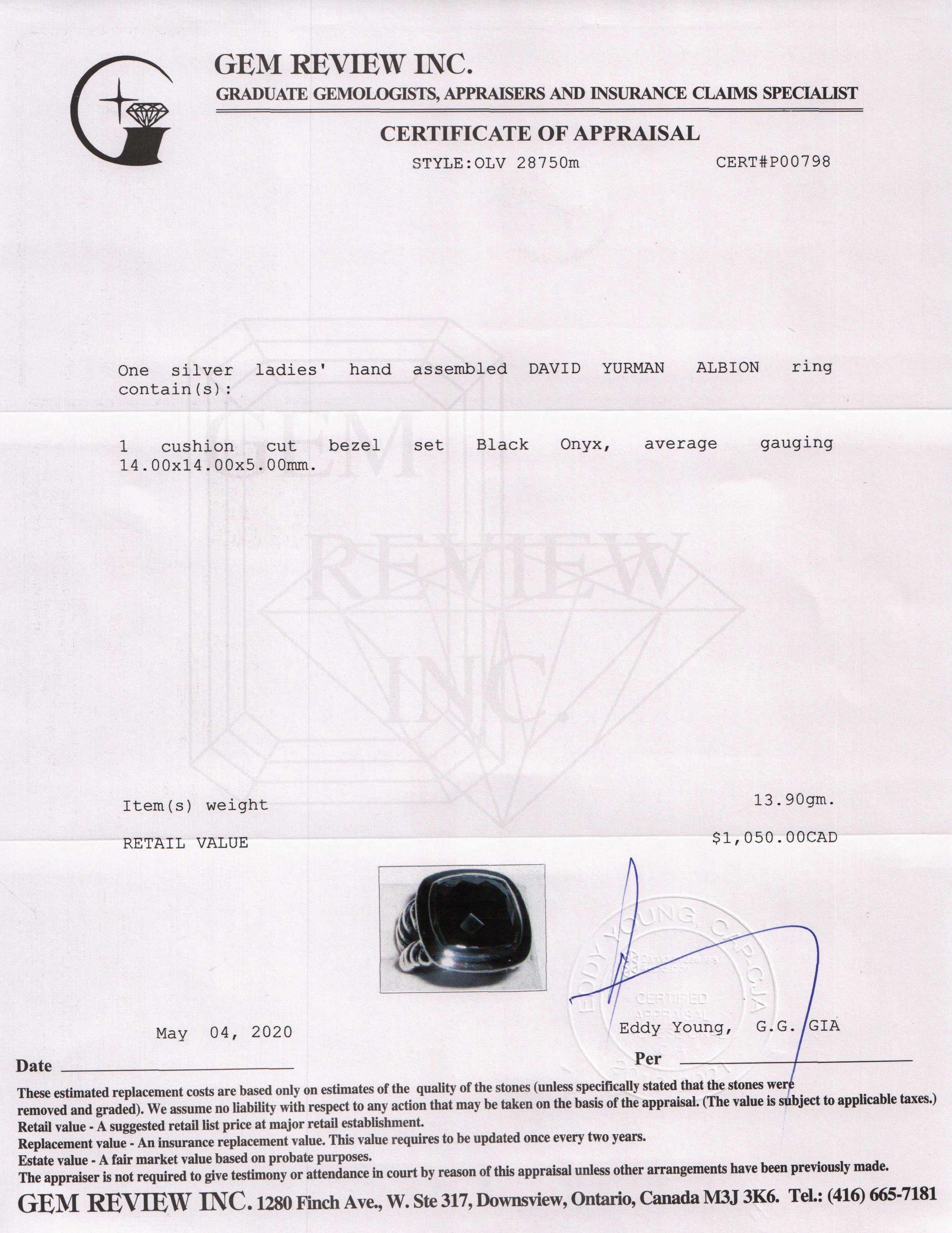 David Yurman Black Onyx Albion Ring