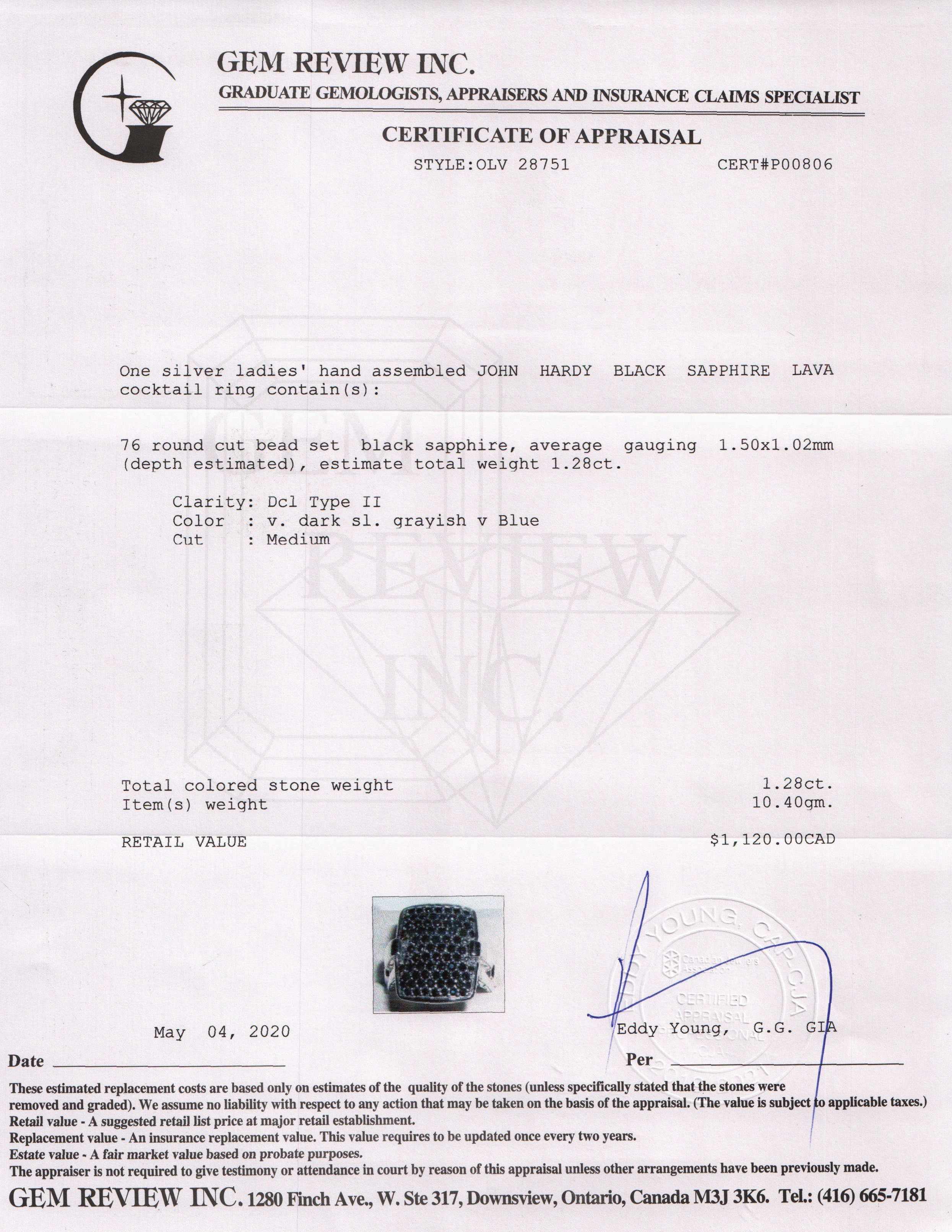 John Hardy Black Sapphire Lava Cocktail Ring