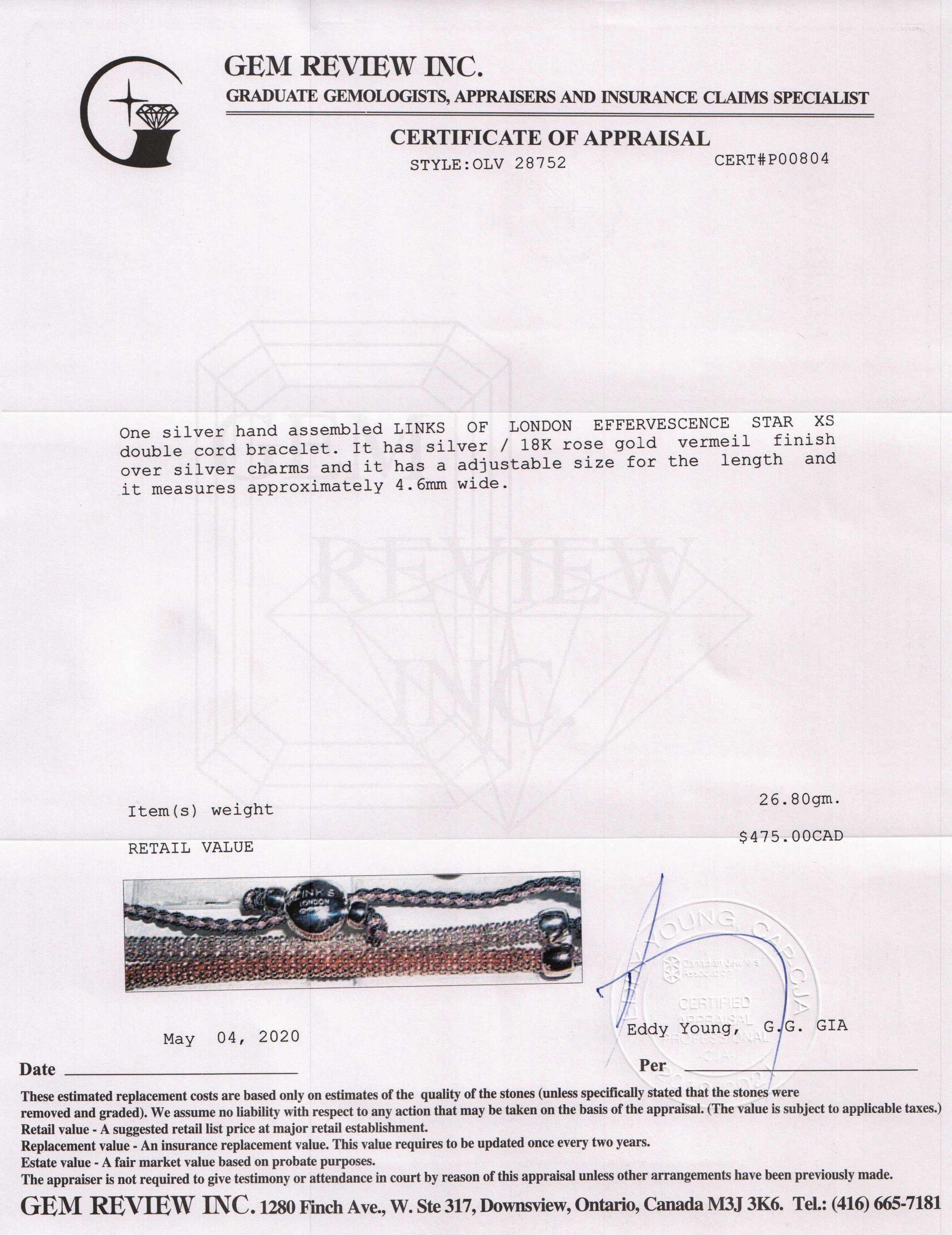 Links of London Effervescence Star Double Cord Bracelet