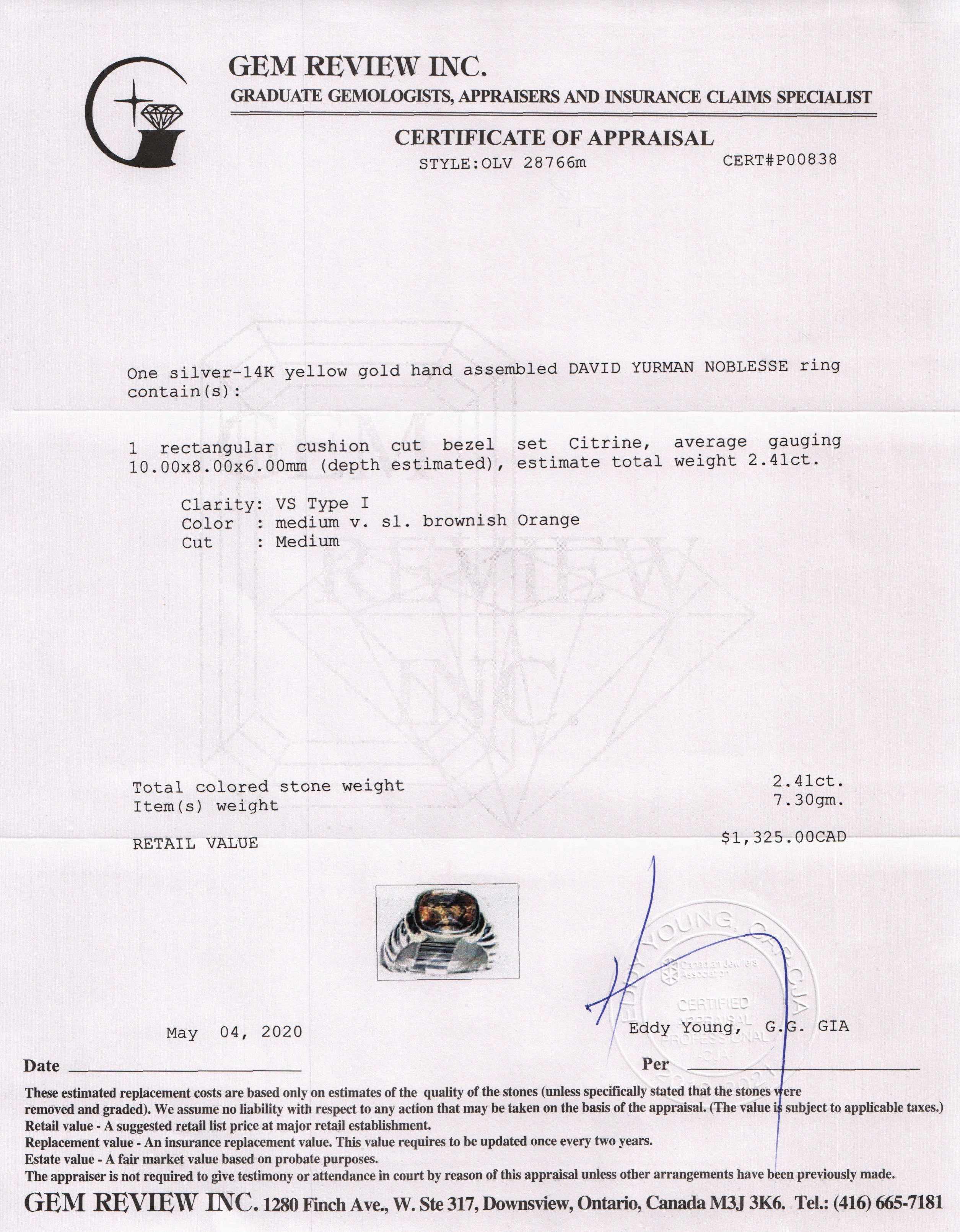 David Yurman Two-Tone Citrine Noblesse Cocktail Ring