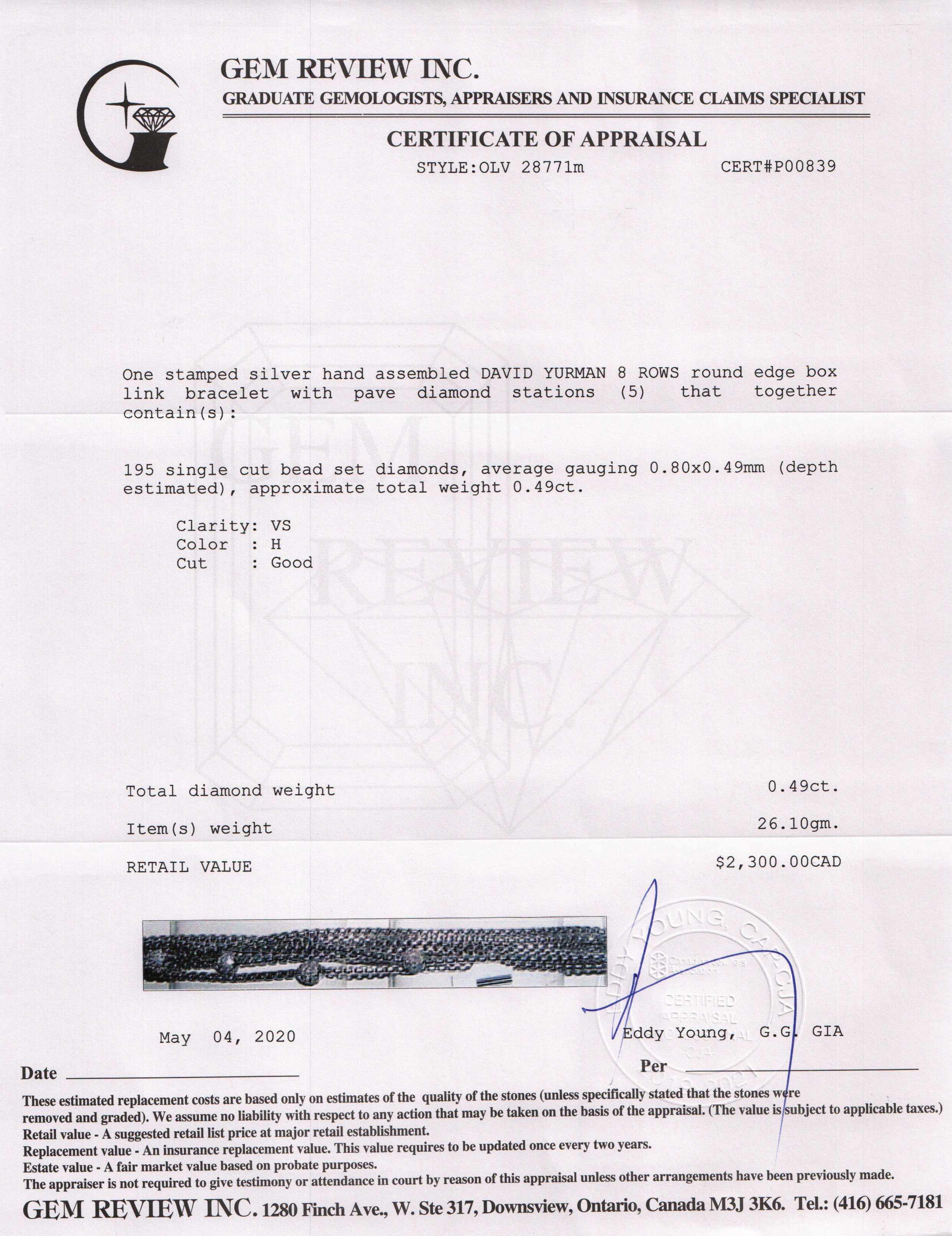 David Yurman Diamond Eight-Row Chain Bracelet