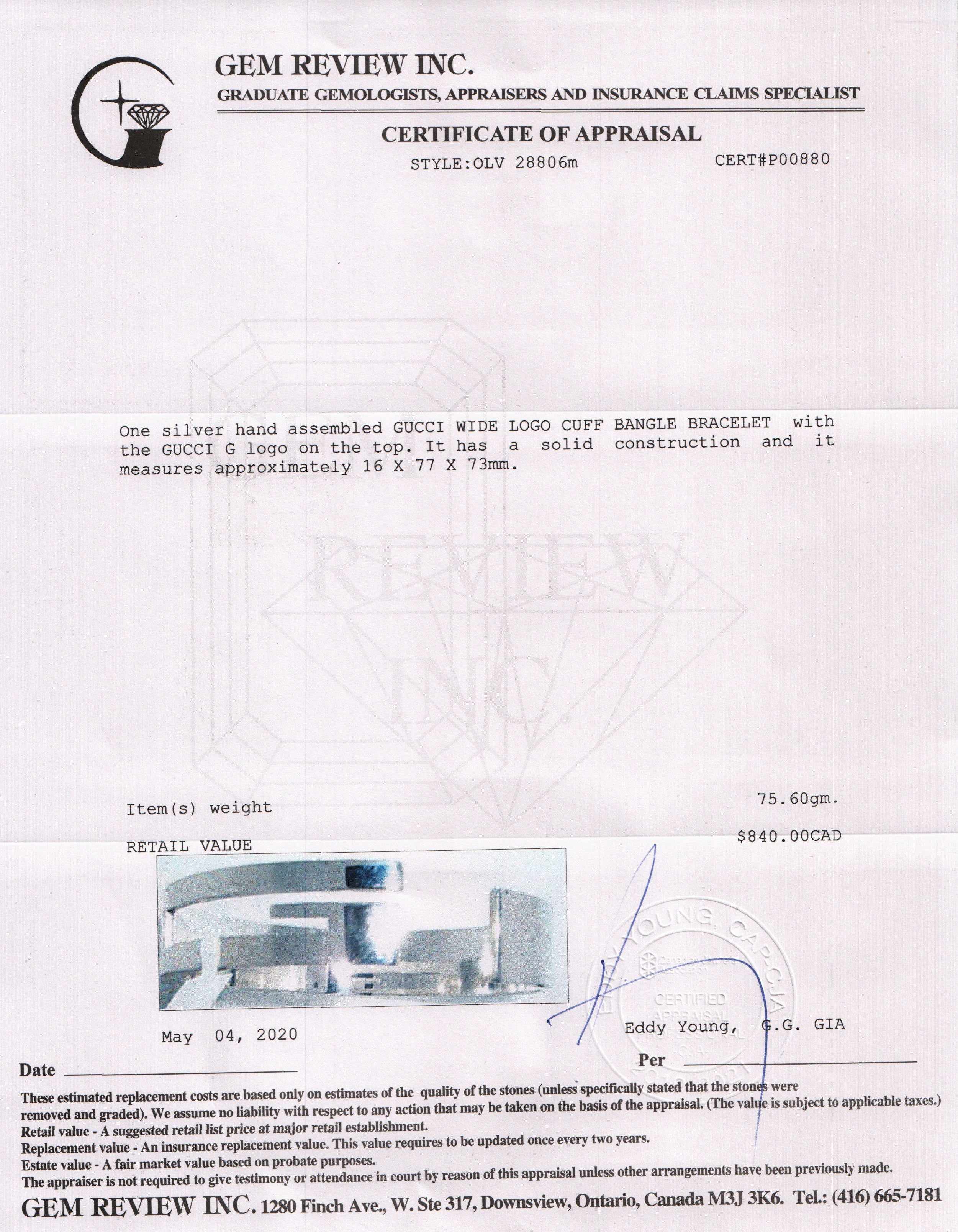 Gucci Wide Cutout Logo Cuff