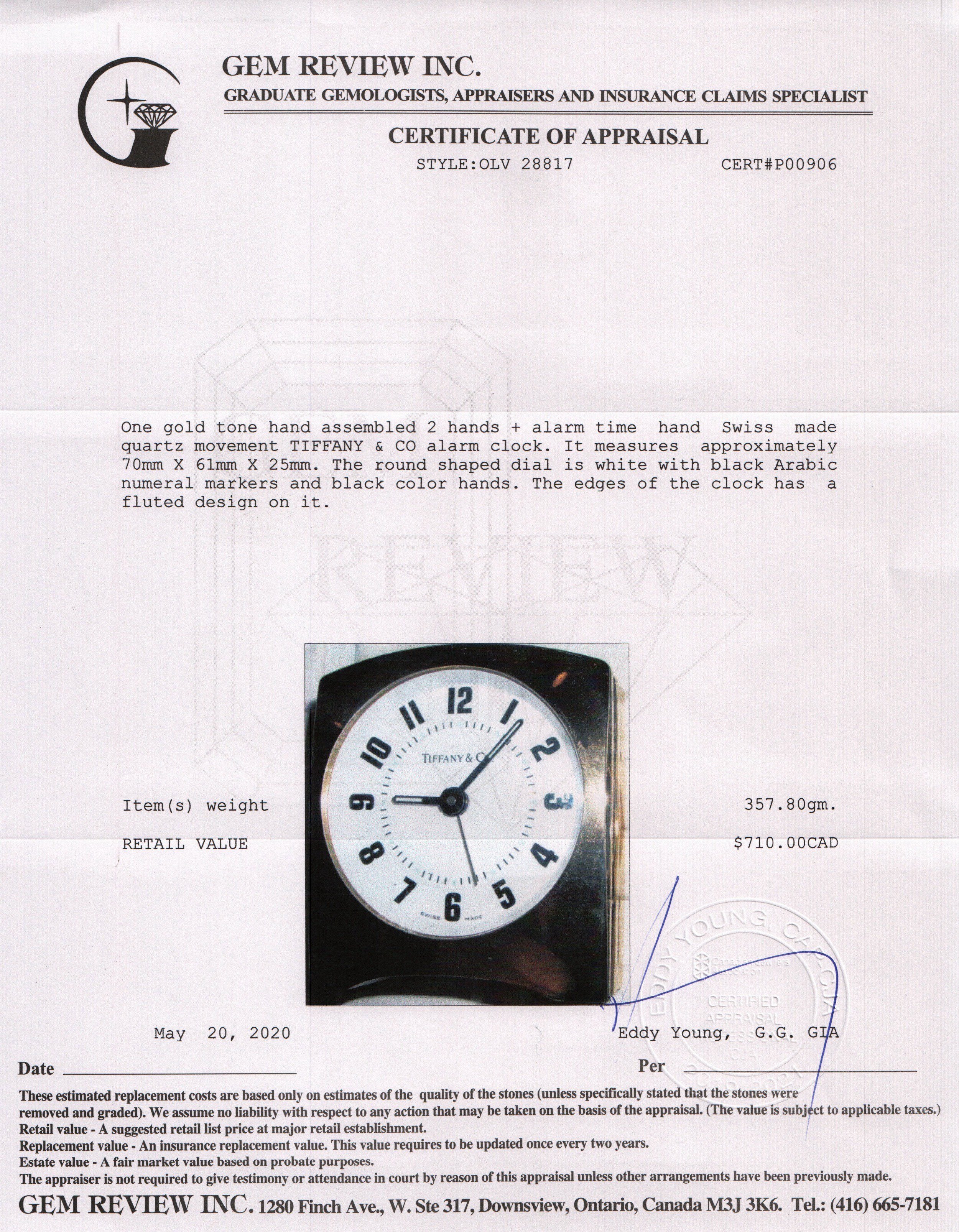 Tiffany & Co. Classic Alarm Clock