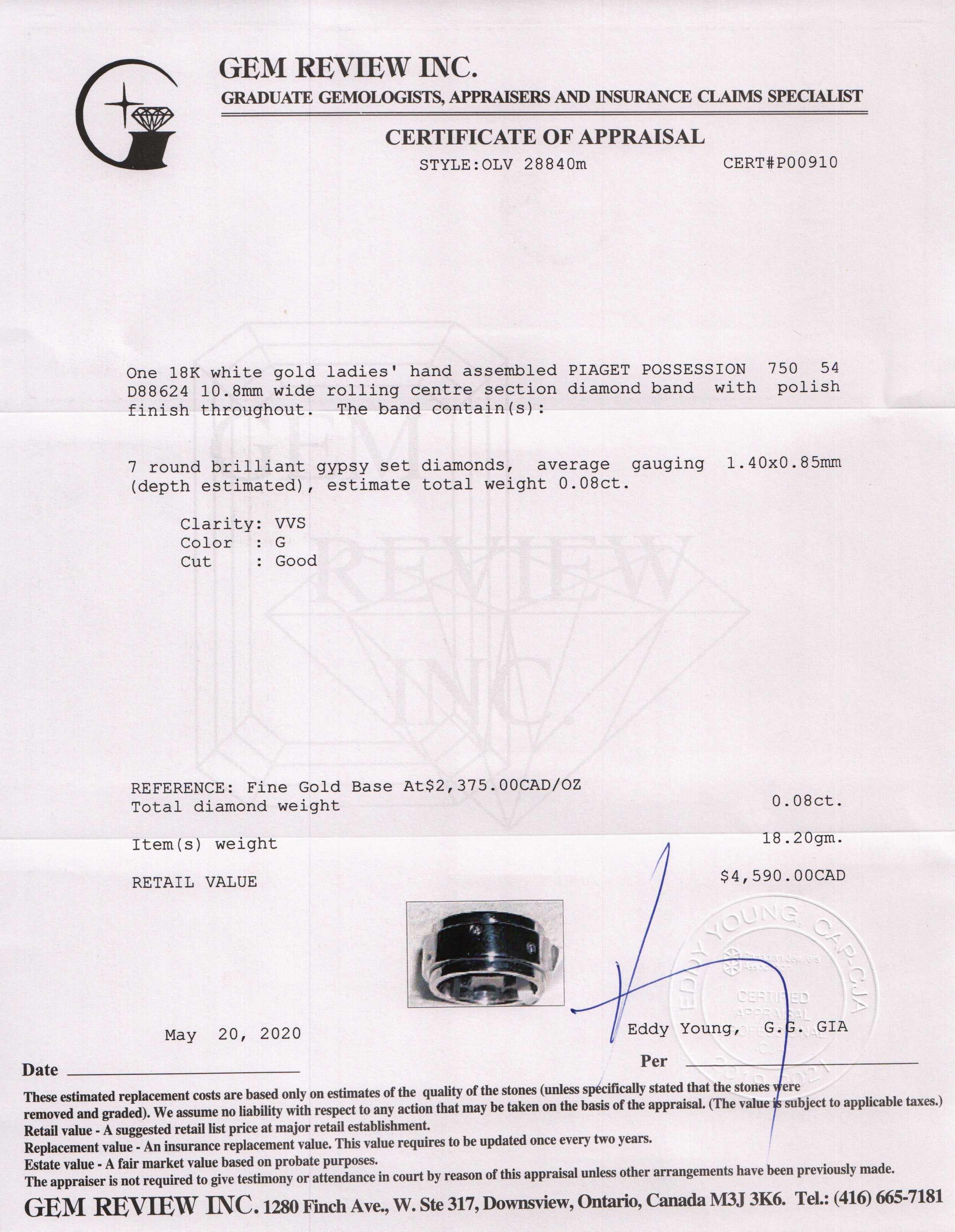 Piaget 18k White Gold & Diamond Possession Band Ring