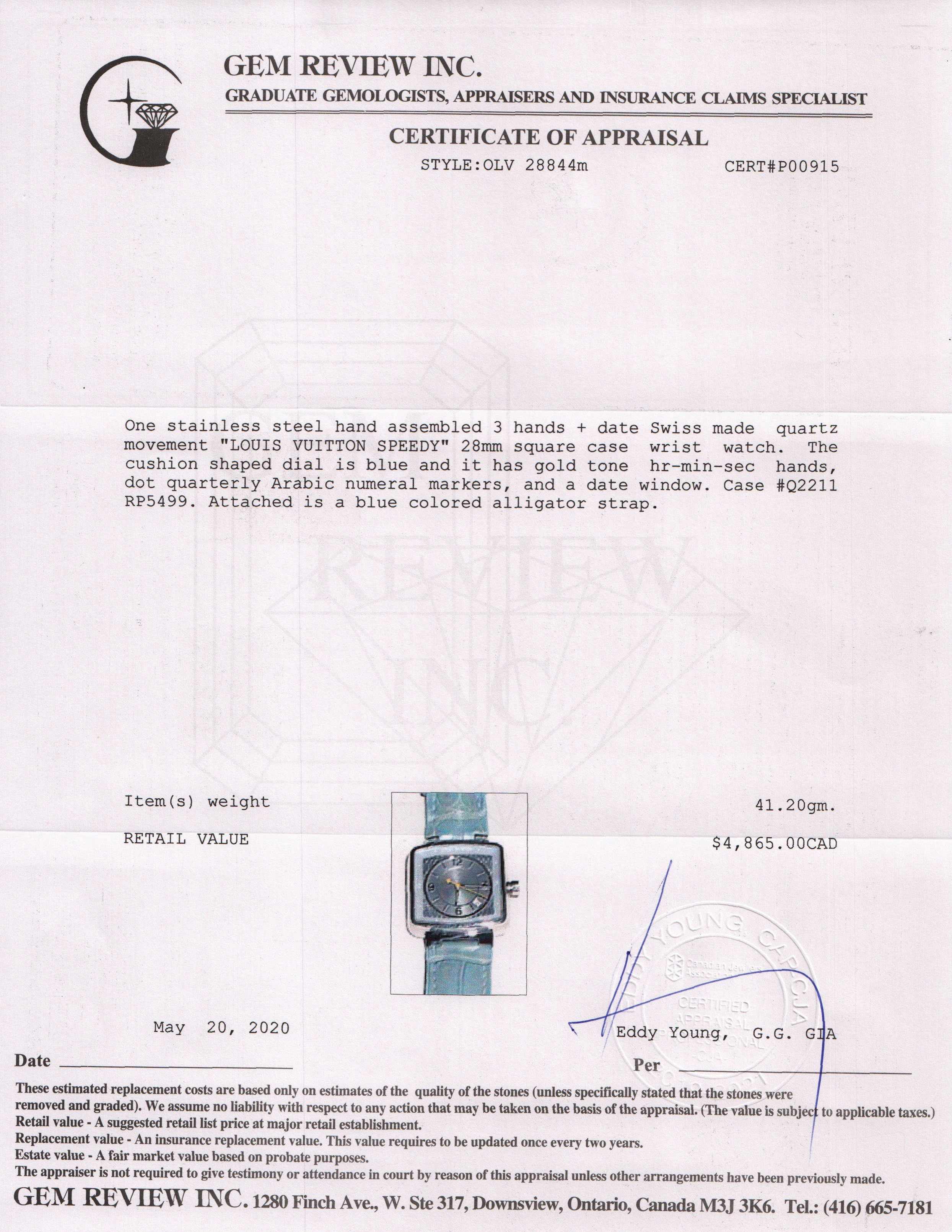 Louis Vuitton Ice Blue Speedy Watch