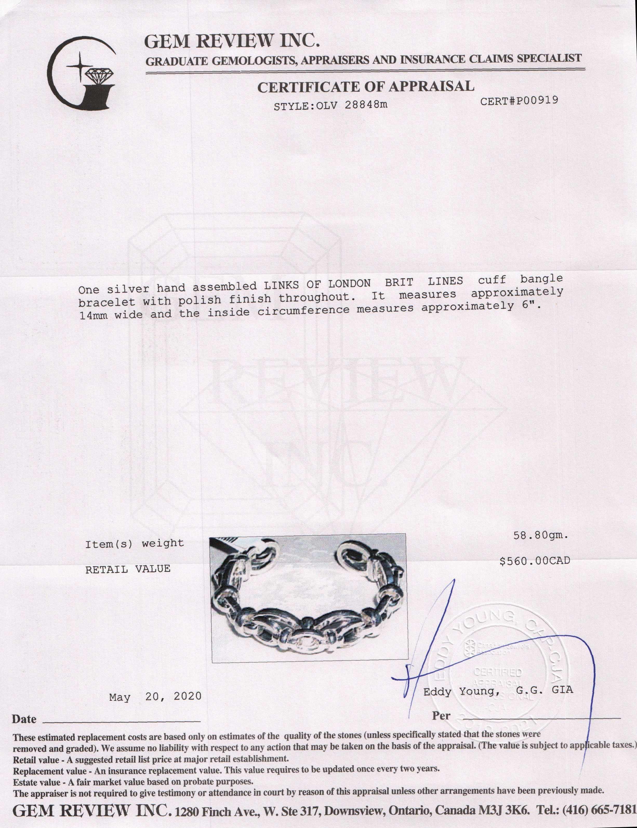 Links of London Brit Lines Cuff Bracelet