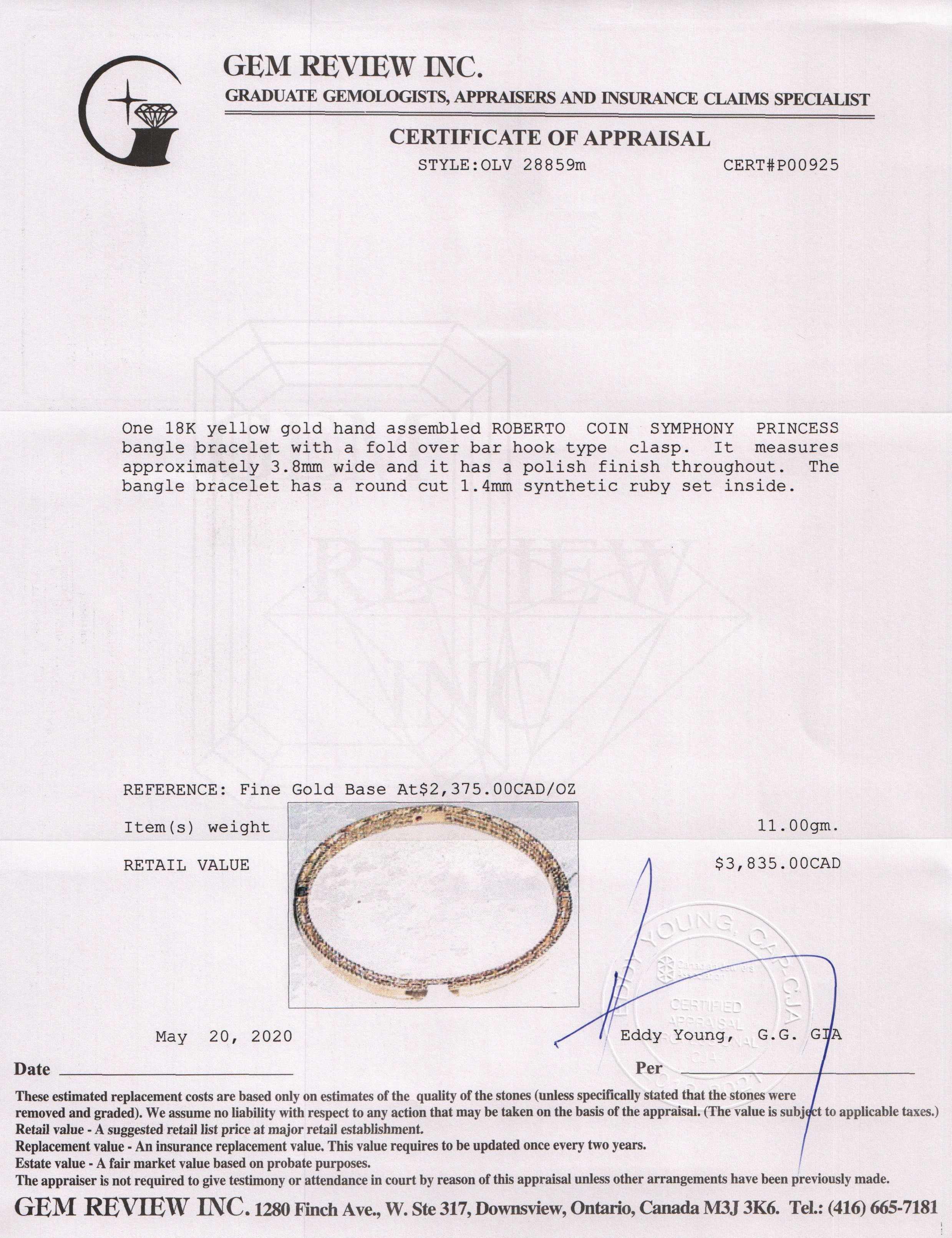 Roberto Coin 18k Gold Symphony Princess Oval Bracelet