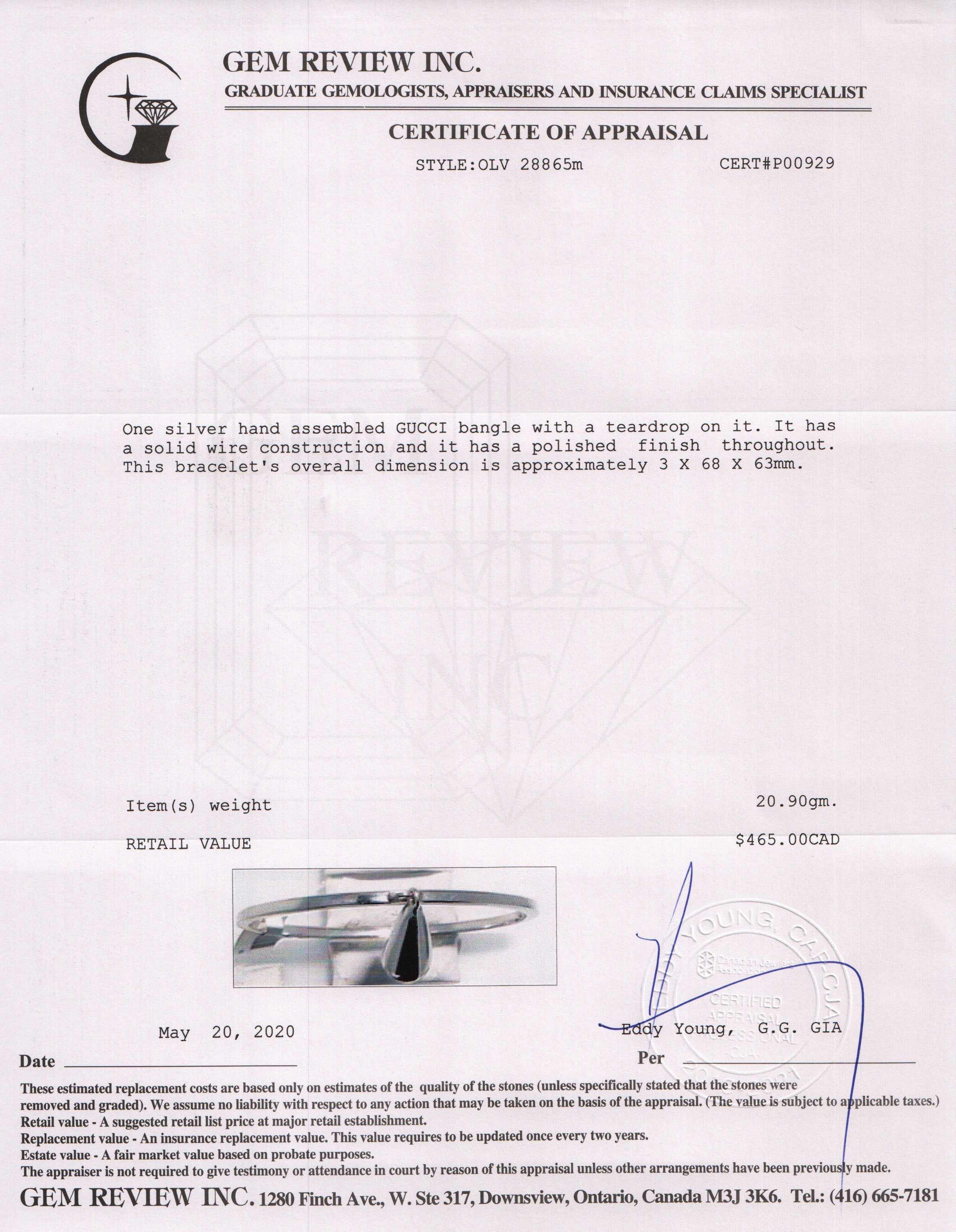 Gucci Teardrop Bangle