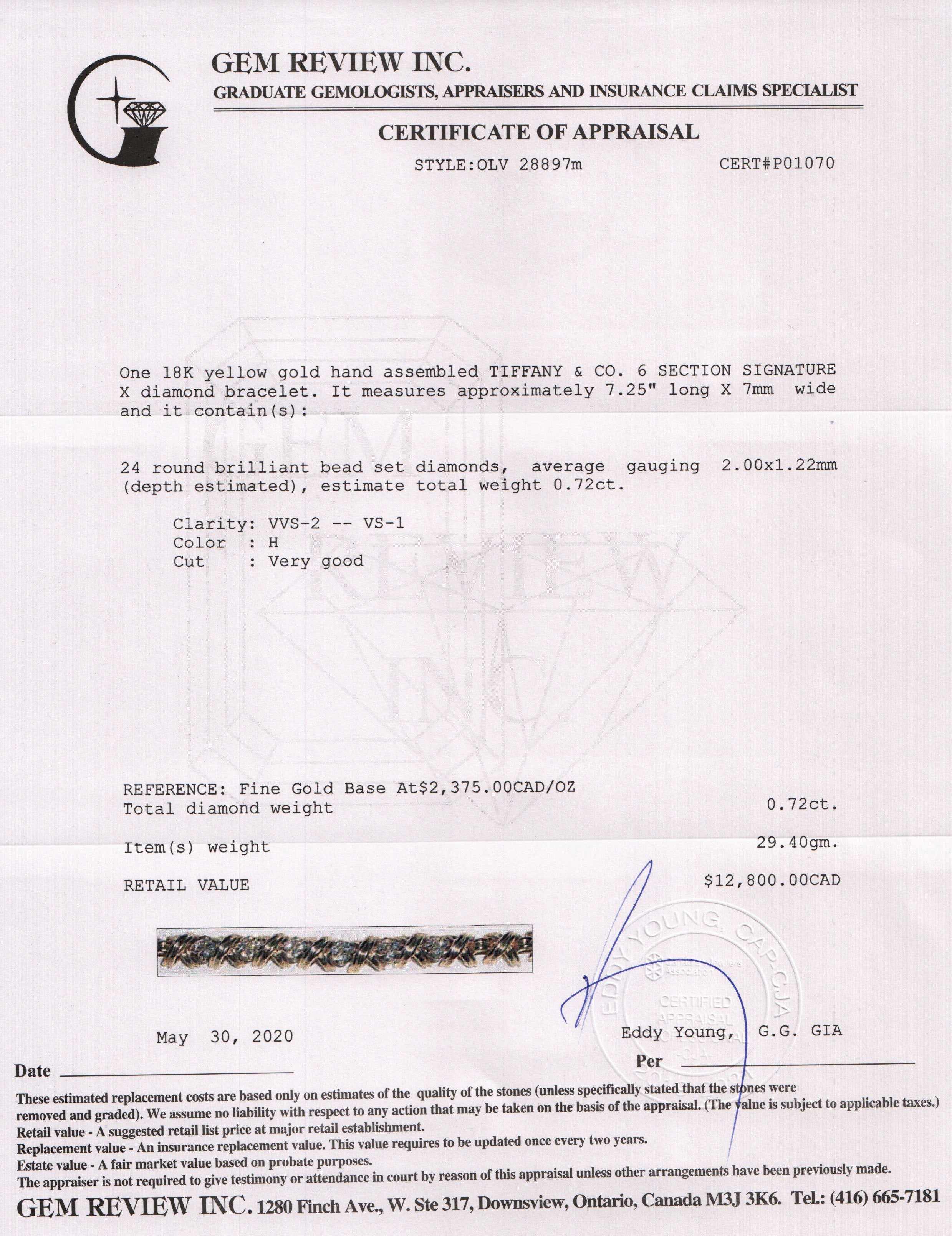 Tiffany & Co. 18k Gold Diamond Signature X Link Bracelet