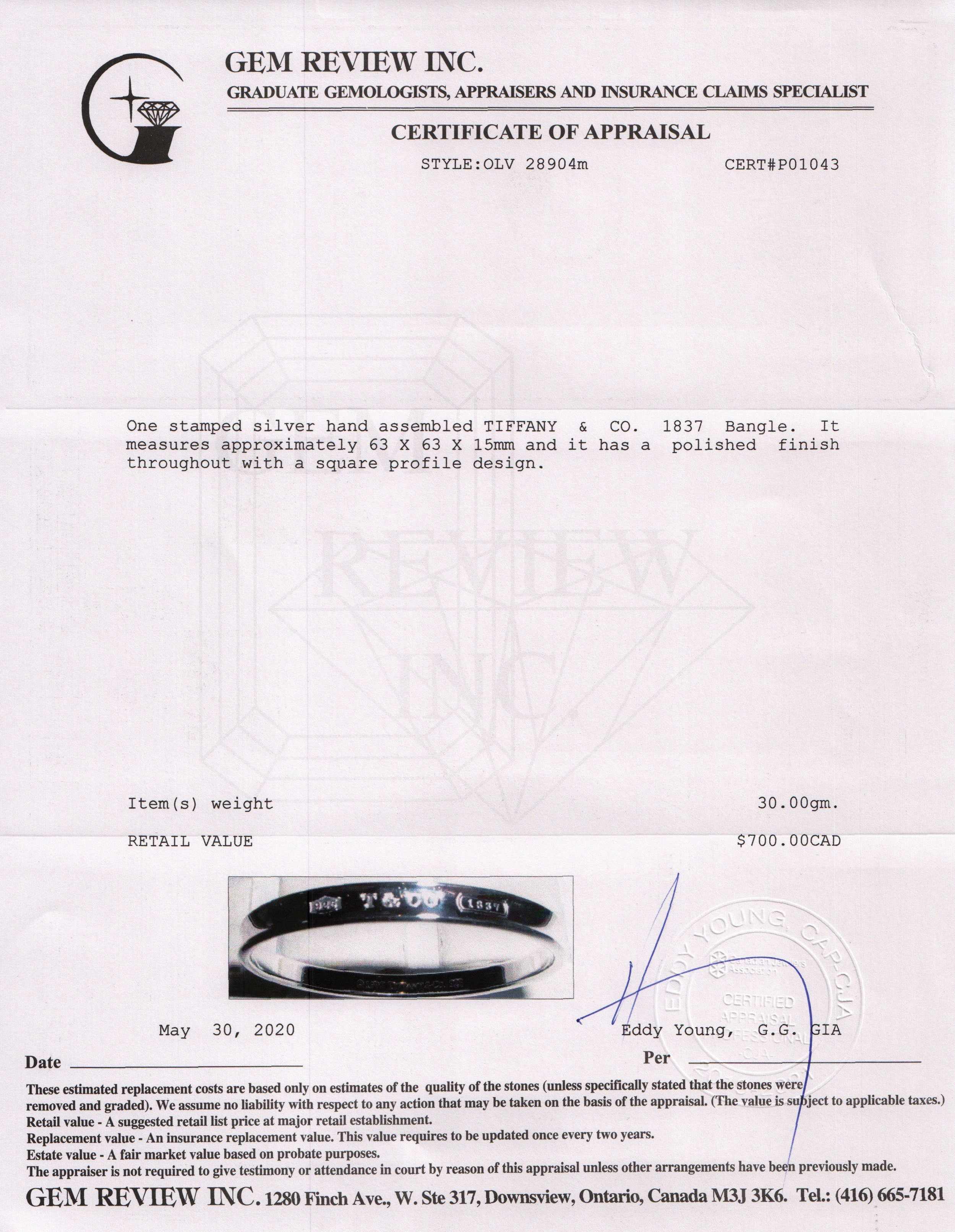 Tiffany & Co. 1837 Bangle Bracelet