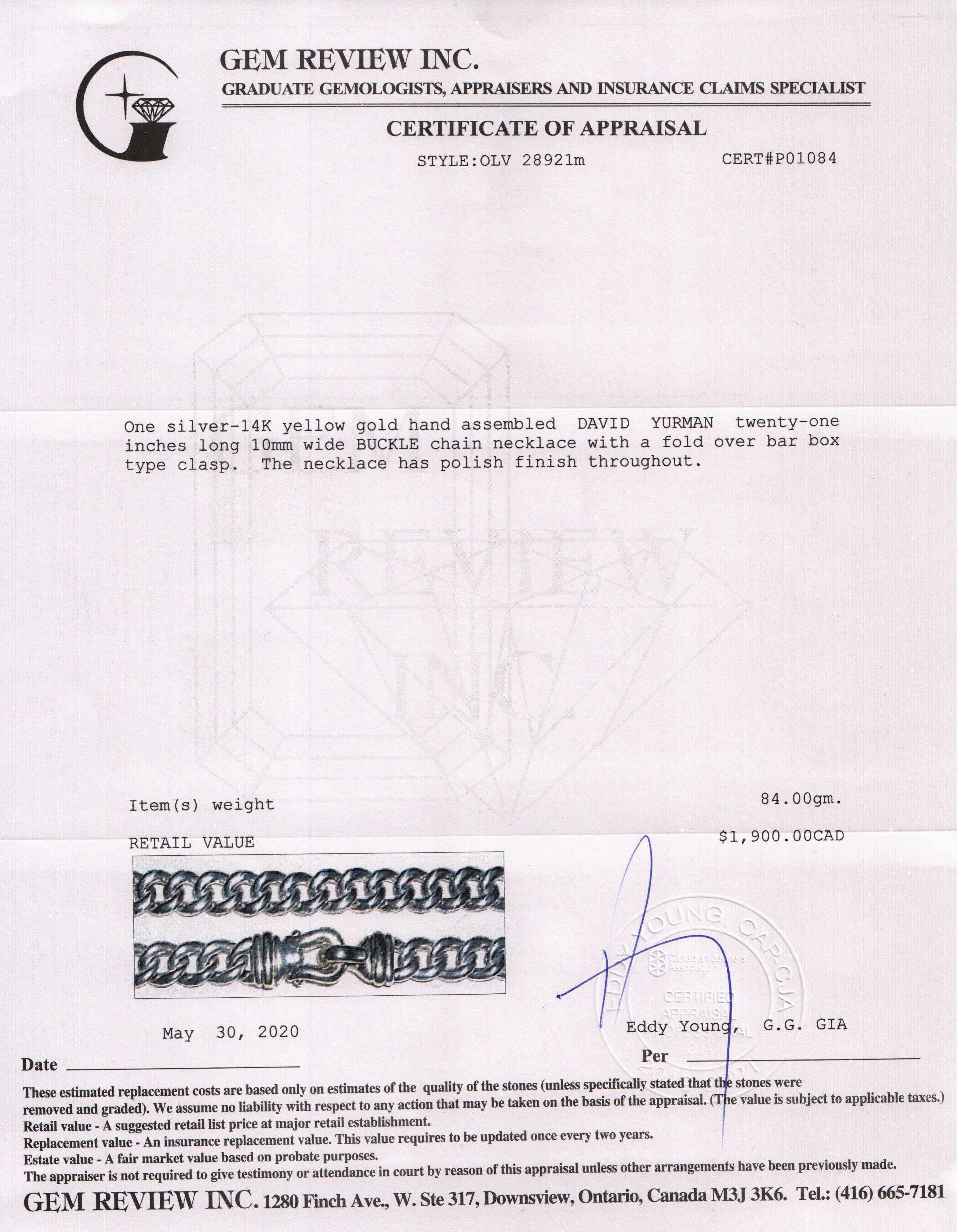 David Yurman Two-Tone Cable Buckle Chain Necklace