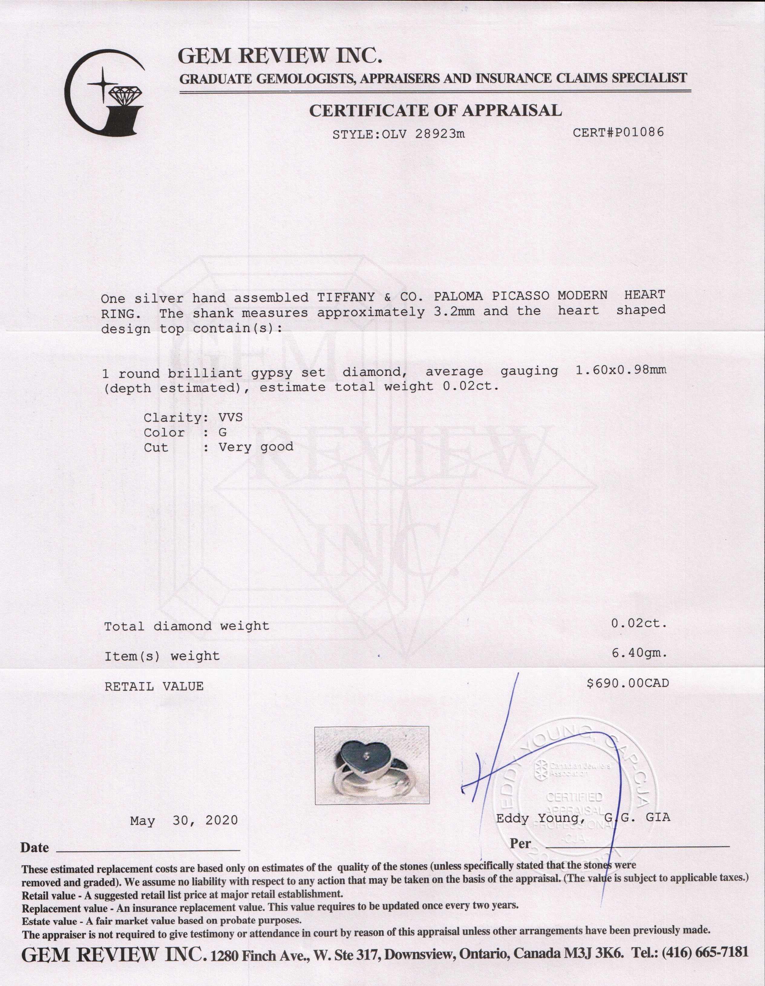 Tiffany & Co. Paloma Picasso Modern Heart Diamond Ring