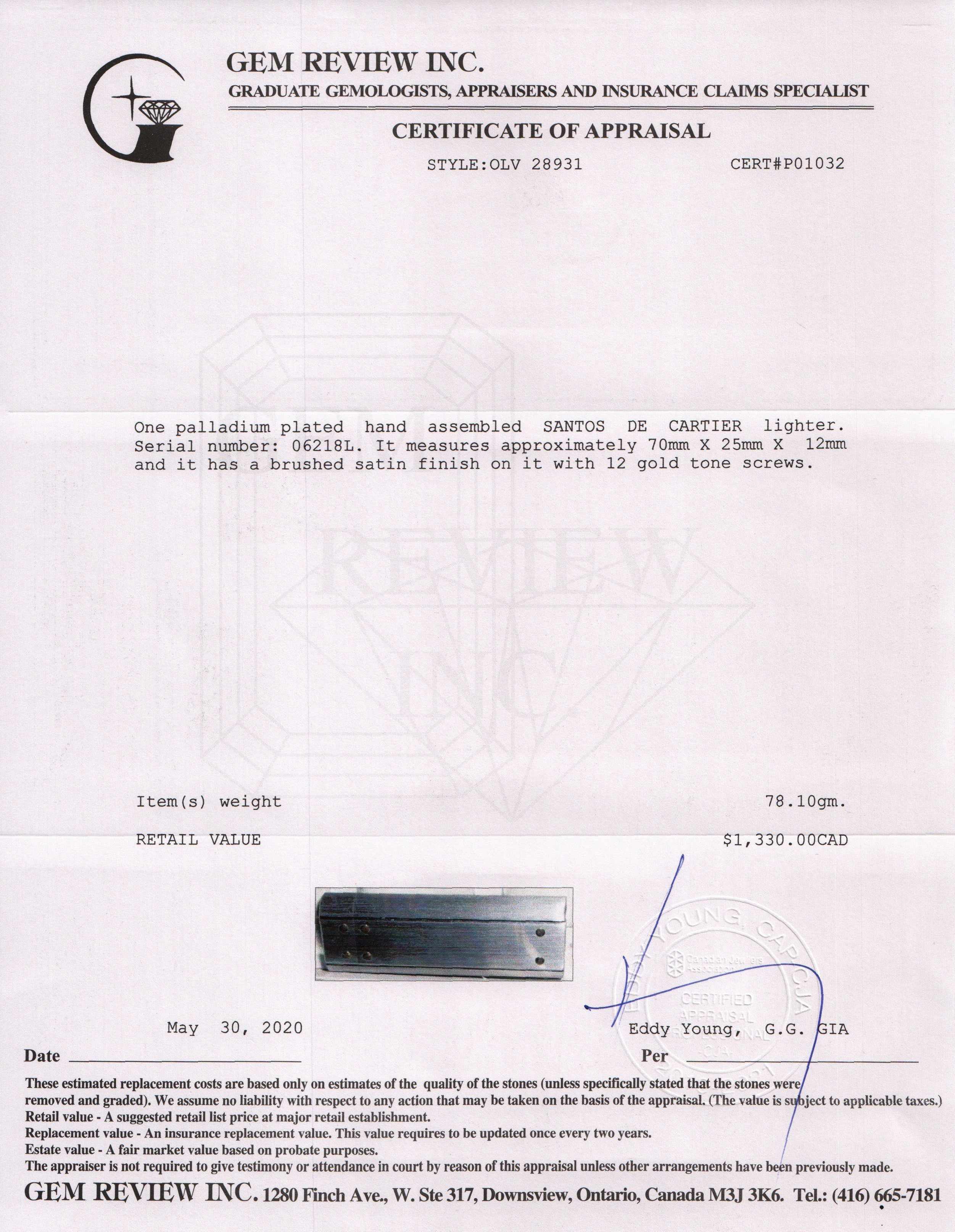 Cartier Santos de Cartier Lighter w/ Box