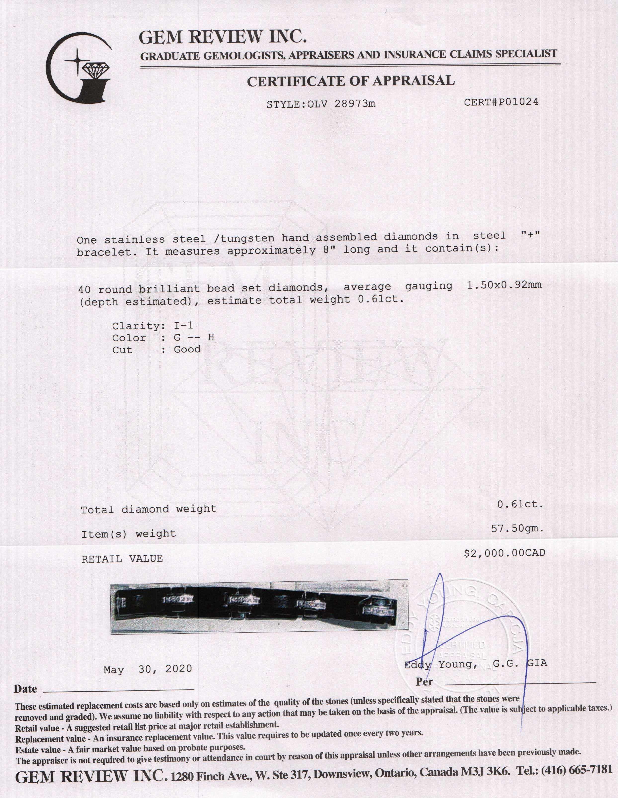 Stainless Steel and Tungsten Diamond Link Bracelet