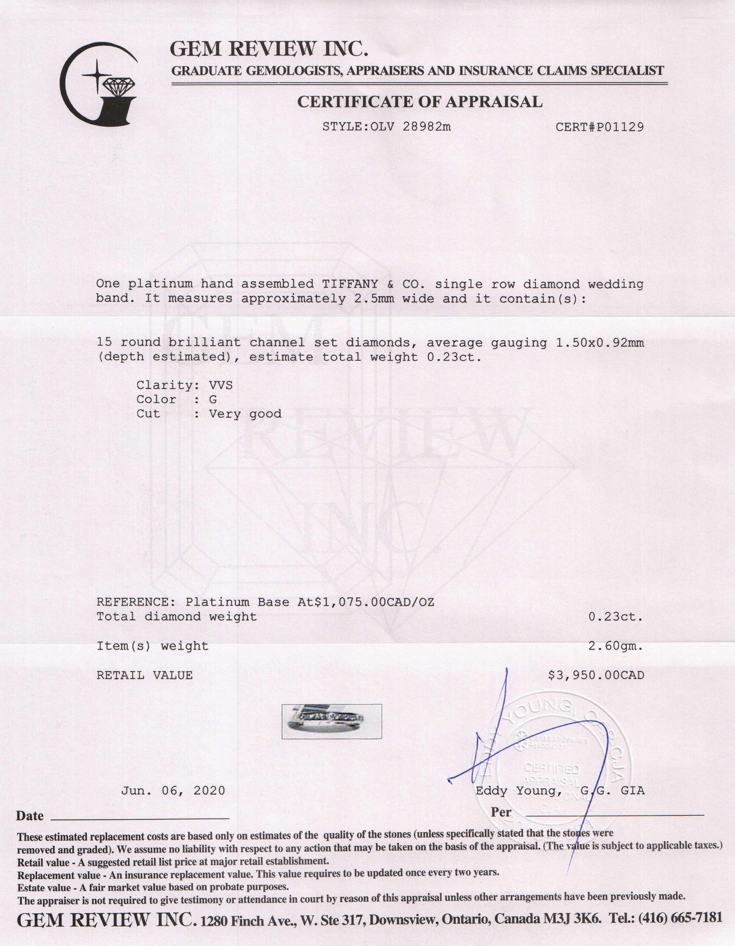 Tiffany & Co. Diamond Half Circle Wedding Band Ring