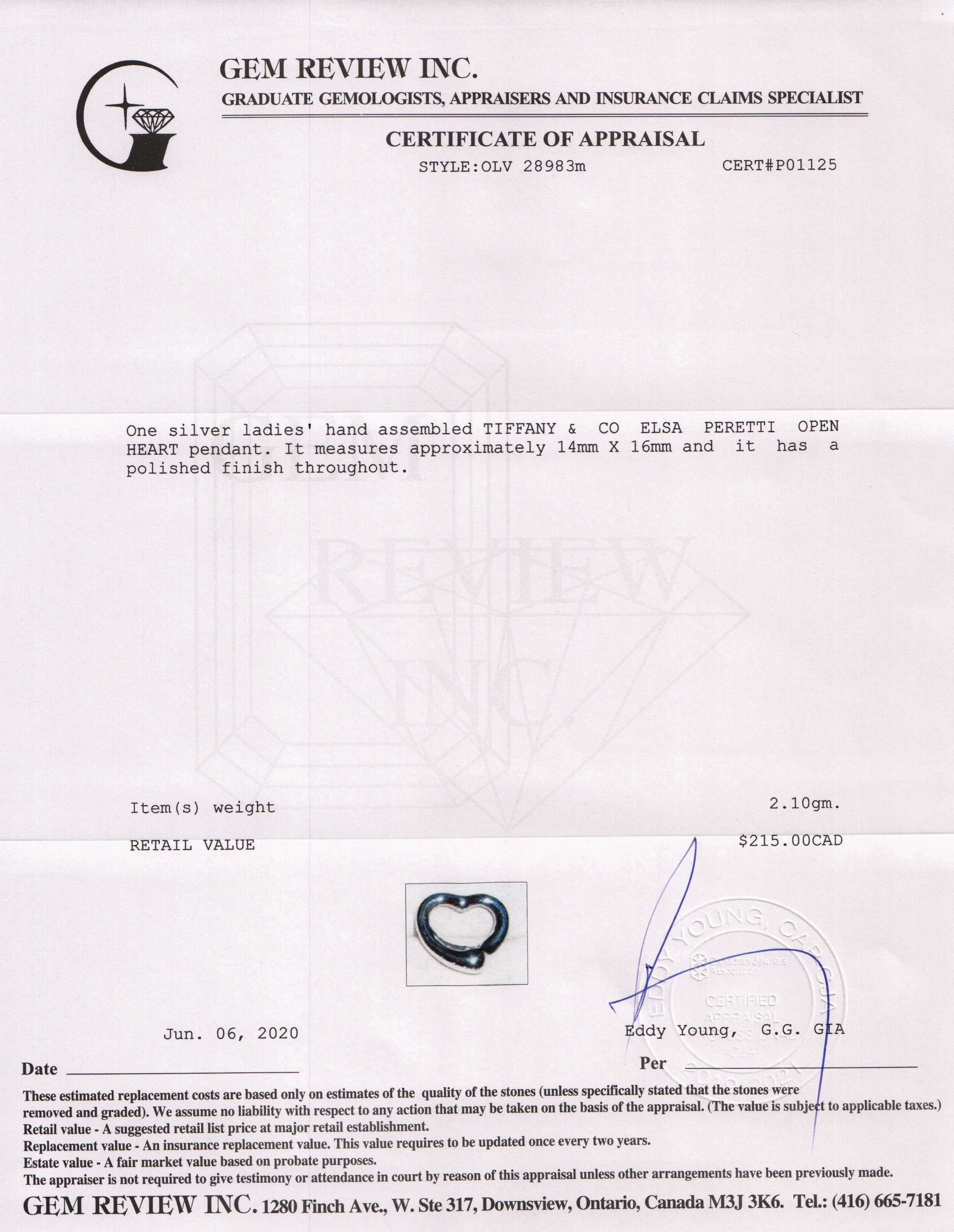 Tiffany & Co. Elsa Peretti Open Heart Pendant