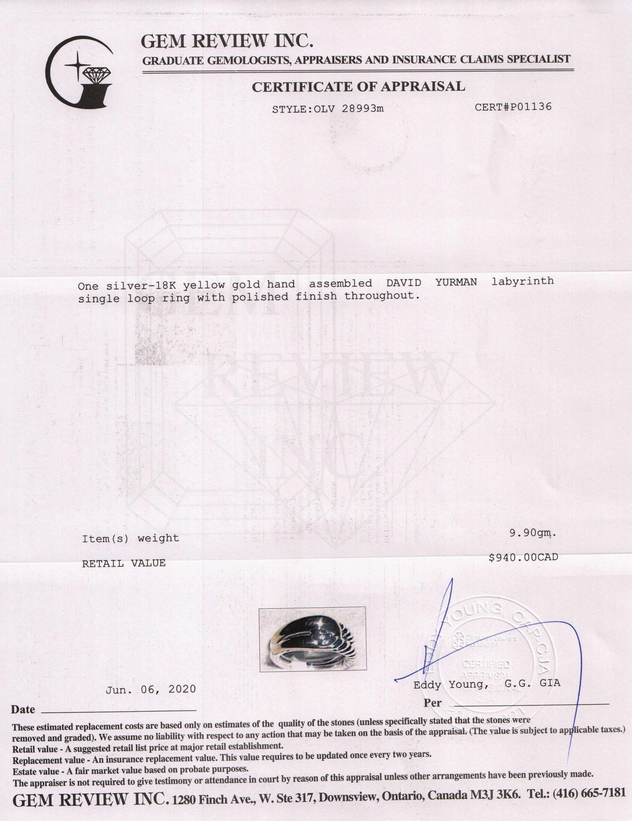 David Yurman Two-Tone Labyrinth Single-Loop Ring