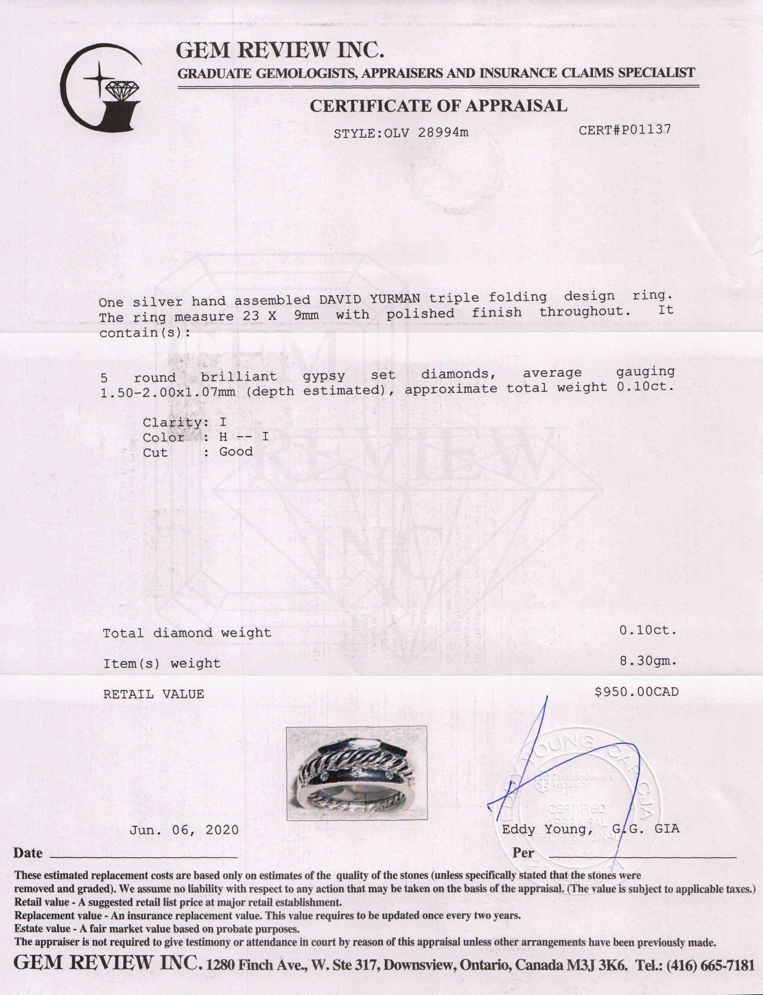 David Yurman Stax Narrow Ring with Diamonds