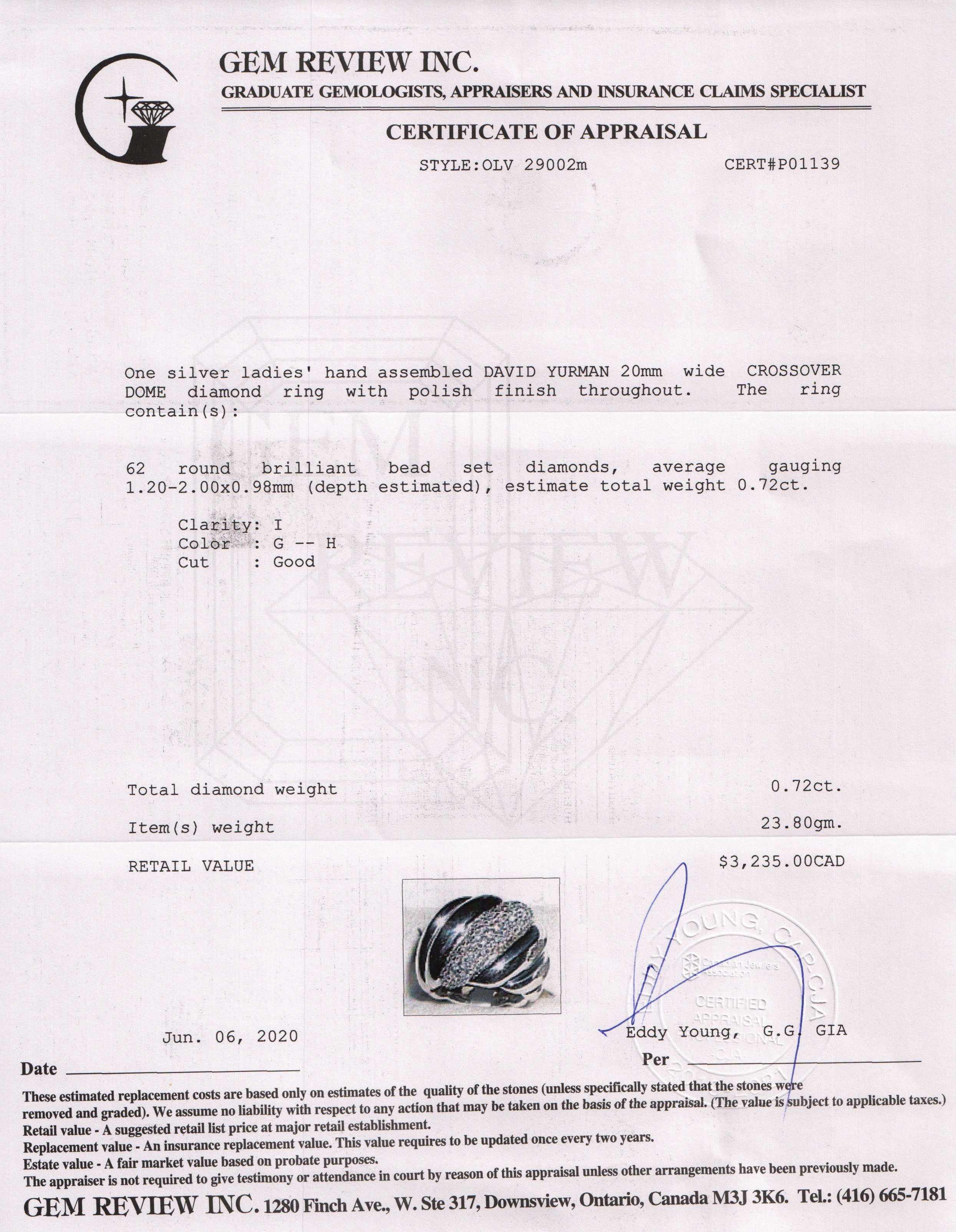 David Yurman Diamond Hampton Cable Ring