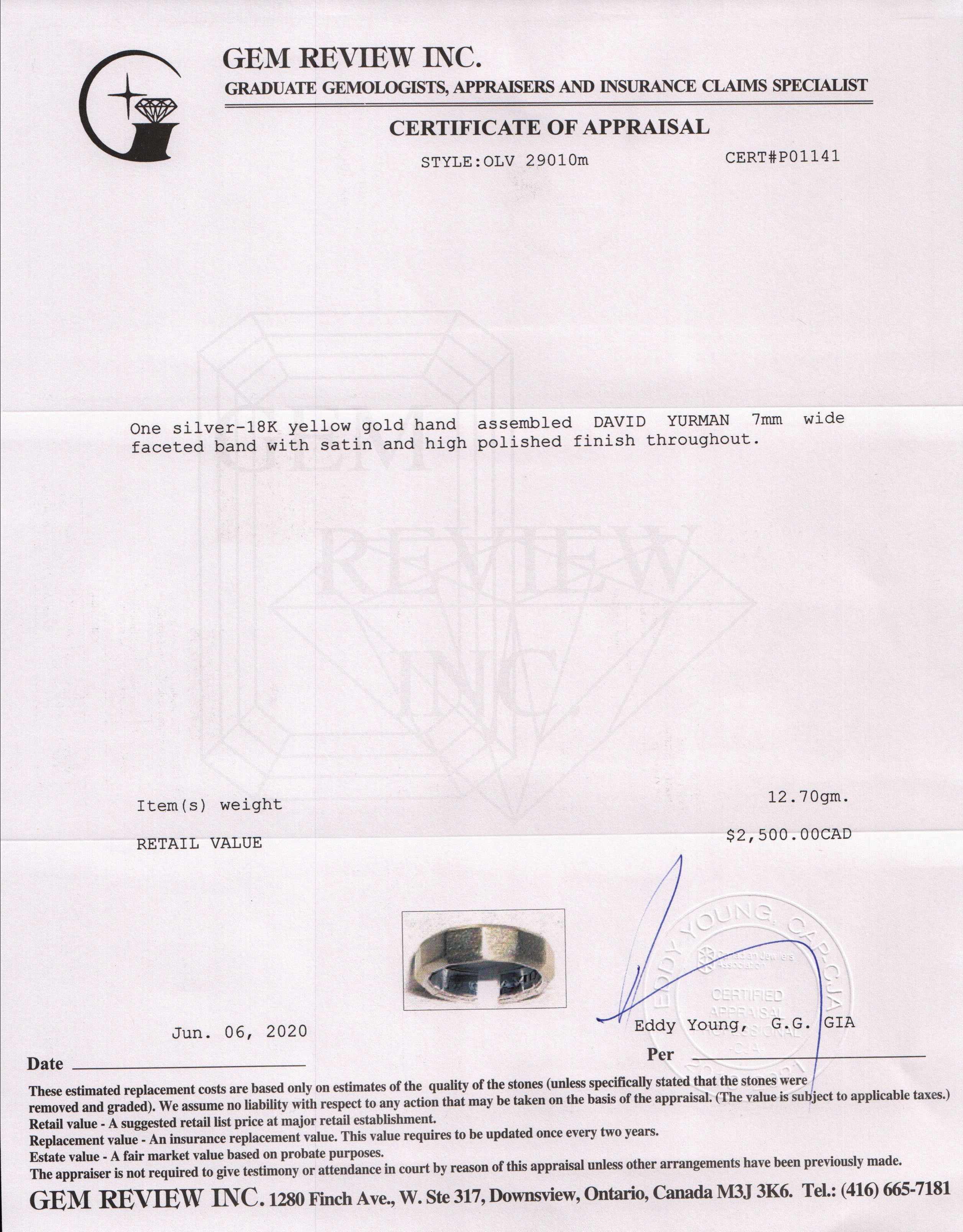 David Yurman Two-Tone Faceted Metal Band Ring