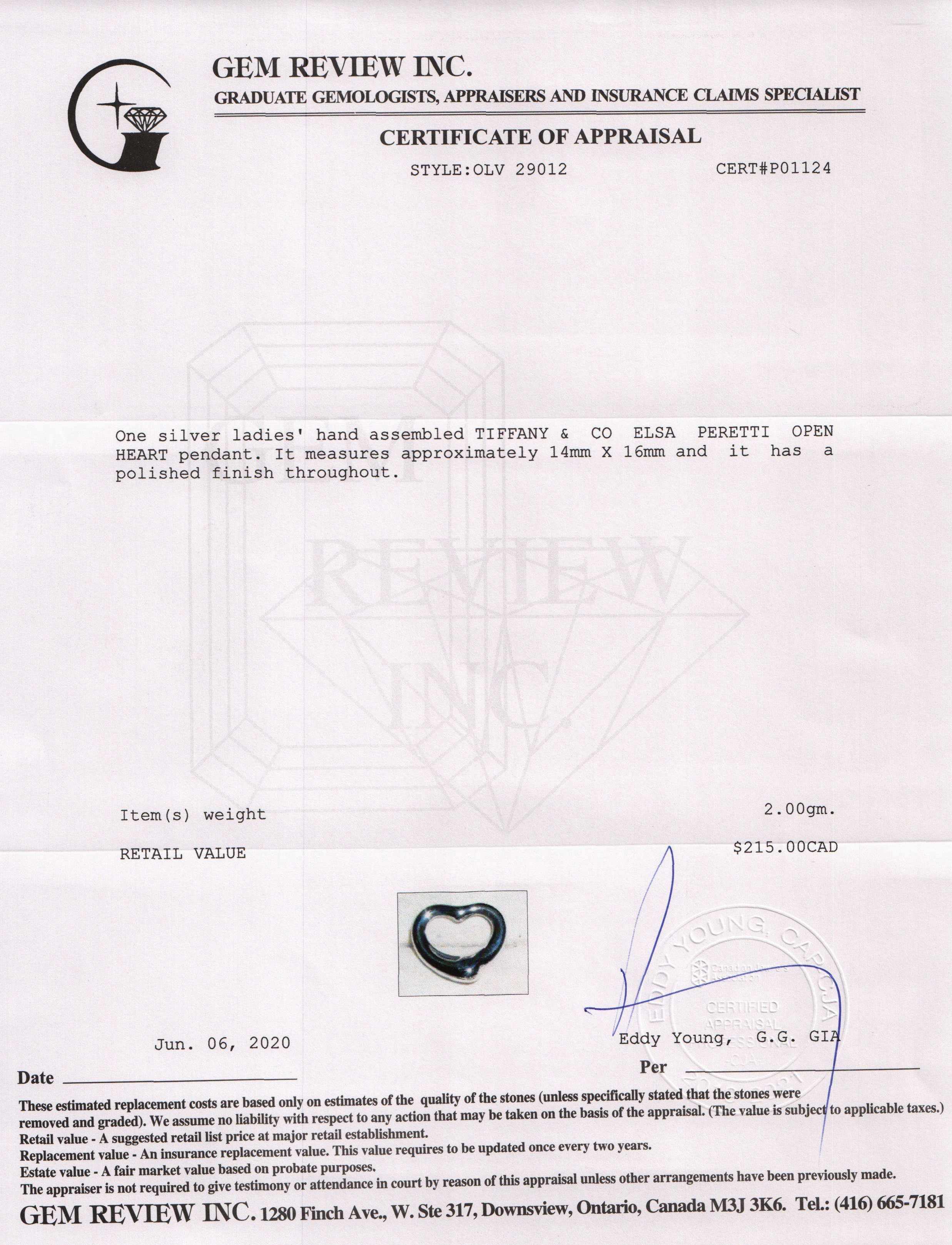 Tiffany & Co. Elsa Peretti Open Heart Pendant