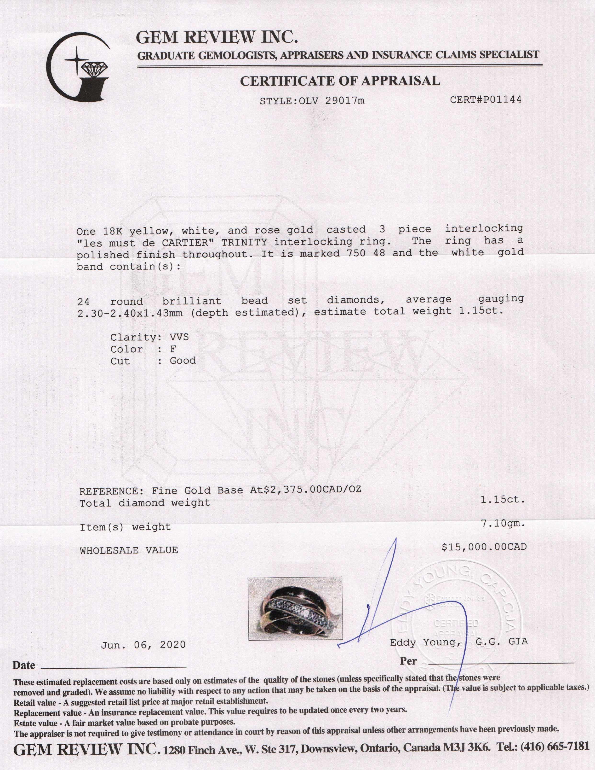 Cartier Vintage Diamond Trinity Rolling Ring