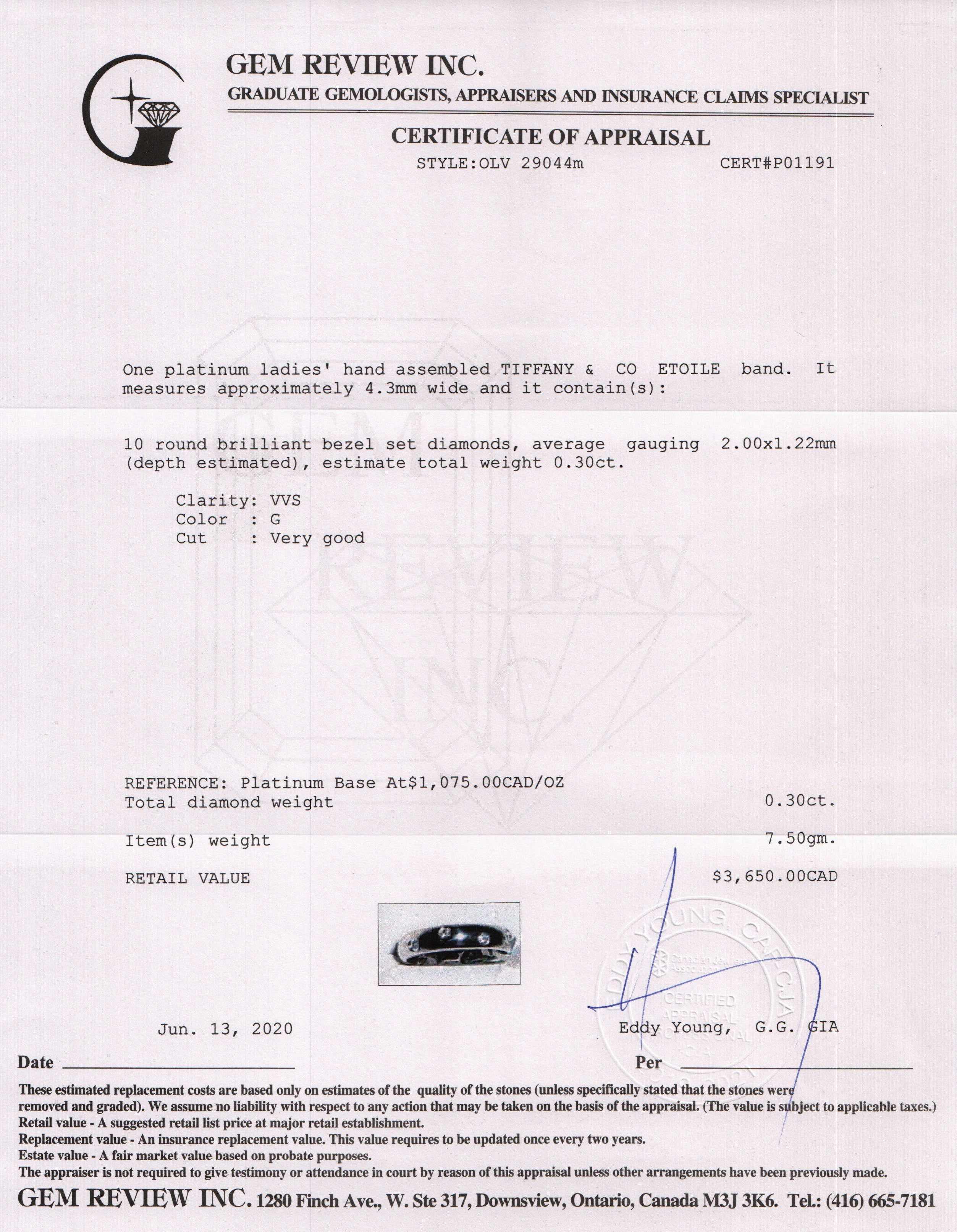 Tiffany & Co. Platinum & Diamond Etoile Band Ring