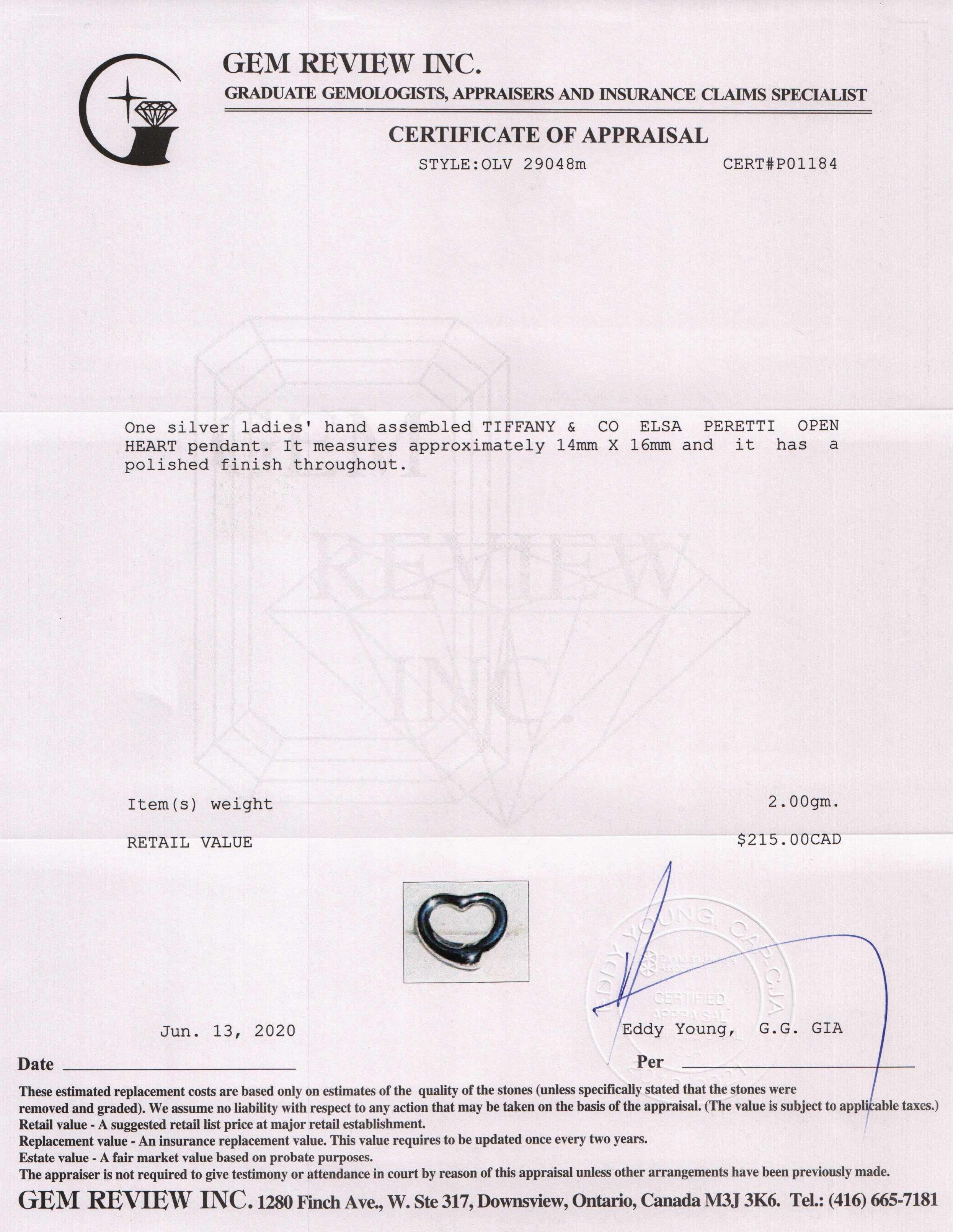 Tiffany & Co. Elsa Peretti Open Heart Pendant