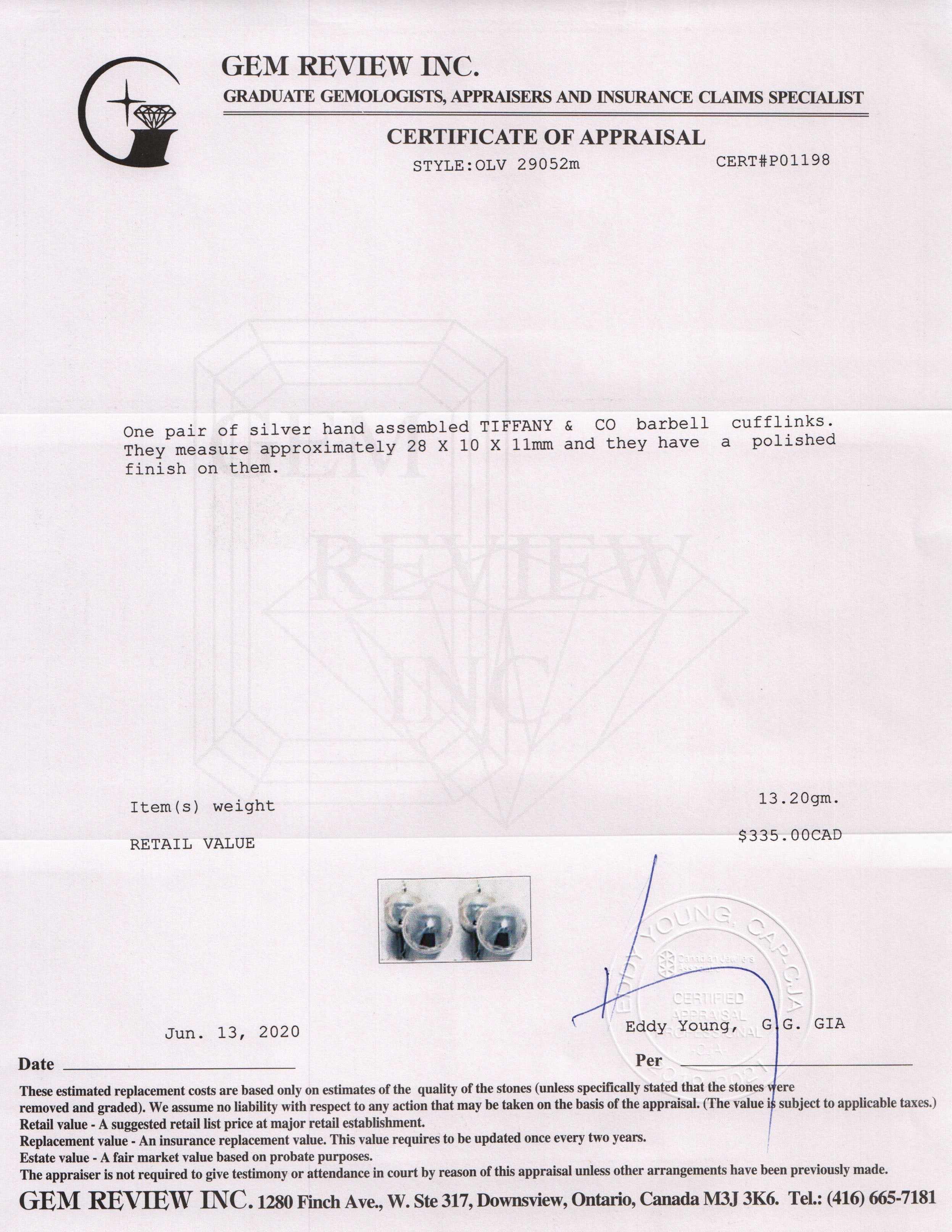 Tiffany & Co. Barbell Cufflinks