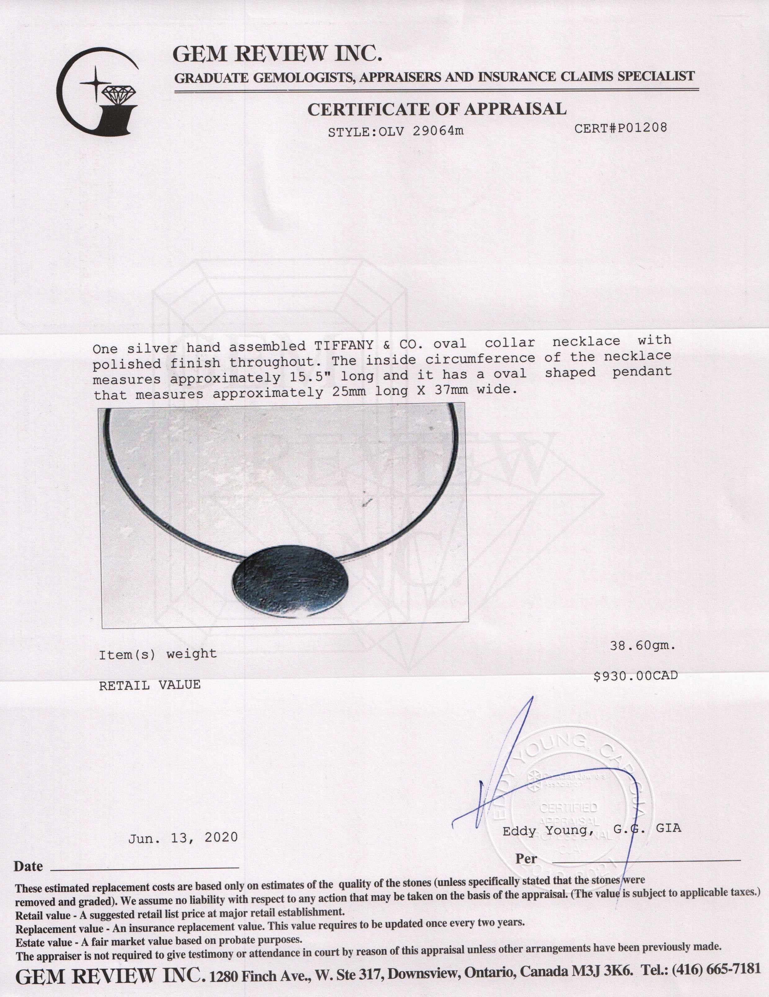 Tiffany & Co. Oval Slide Collar Necklace