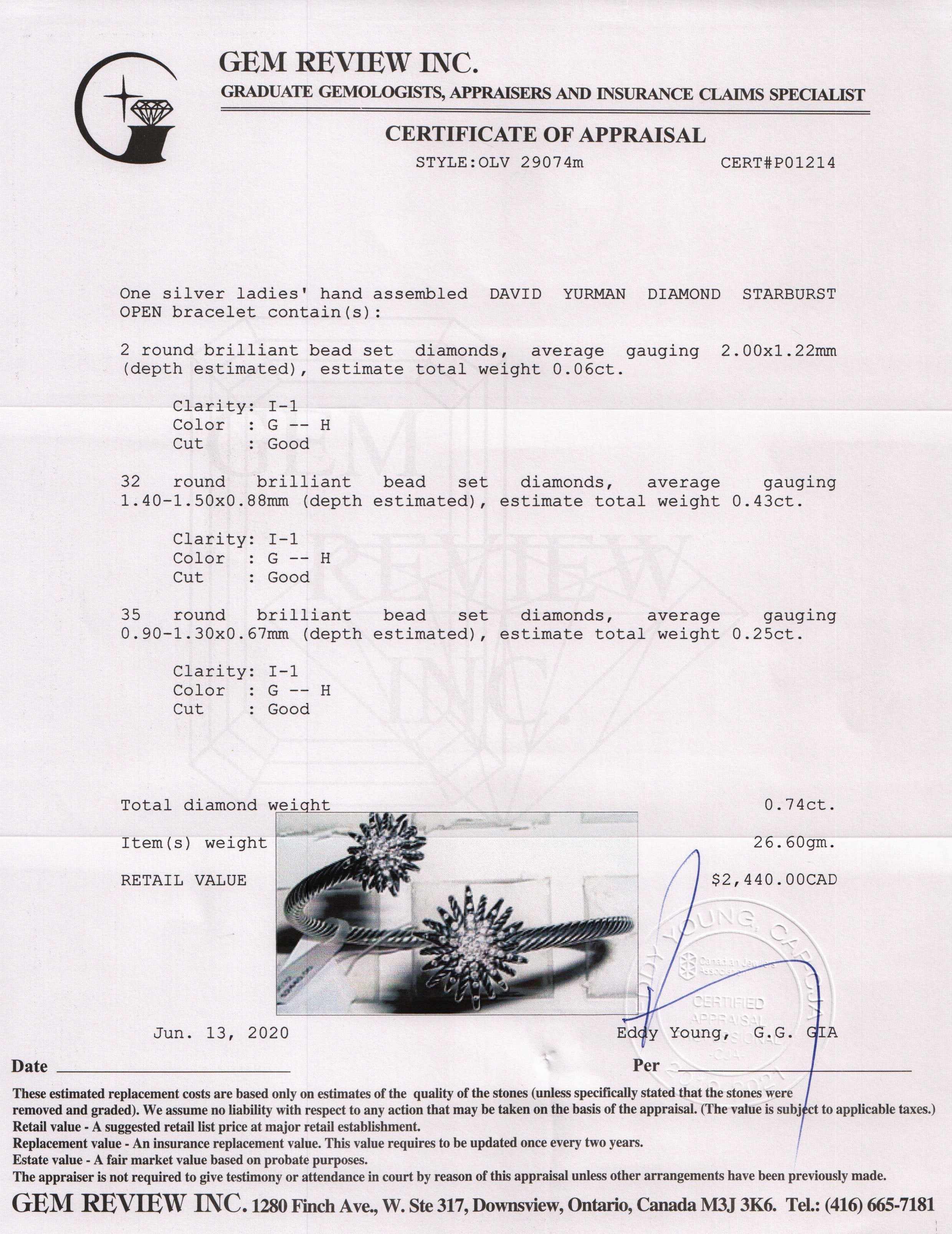 David Yurman Diamond Starburst Open Bracelet