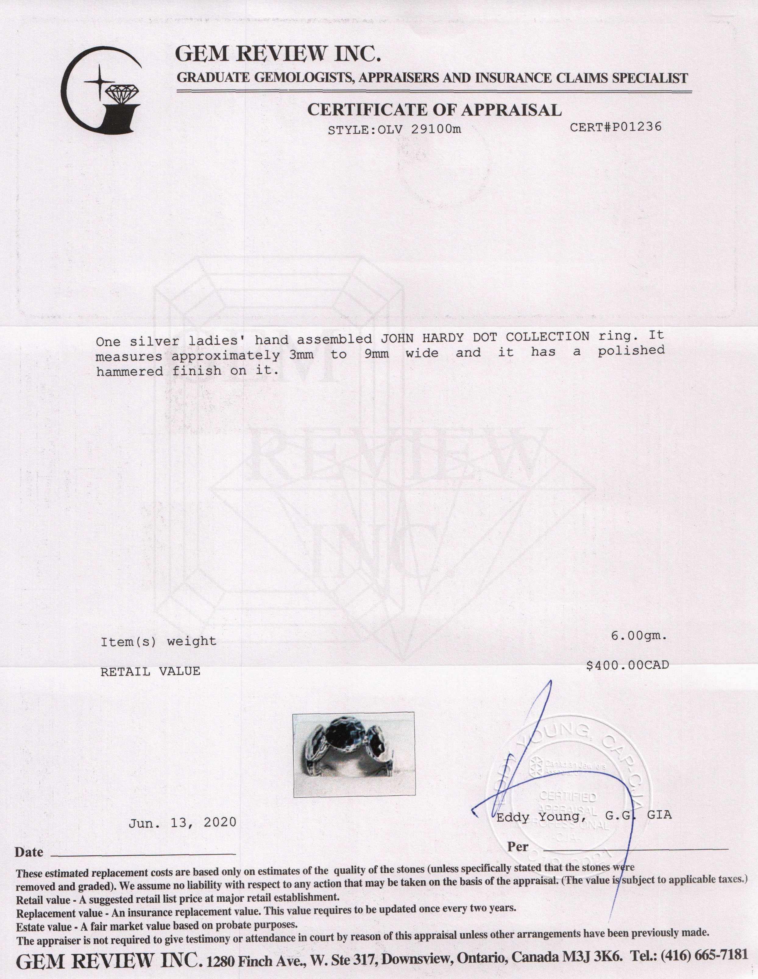 John Hardy Dot Collection Hammered Band Ring