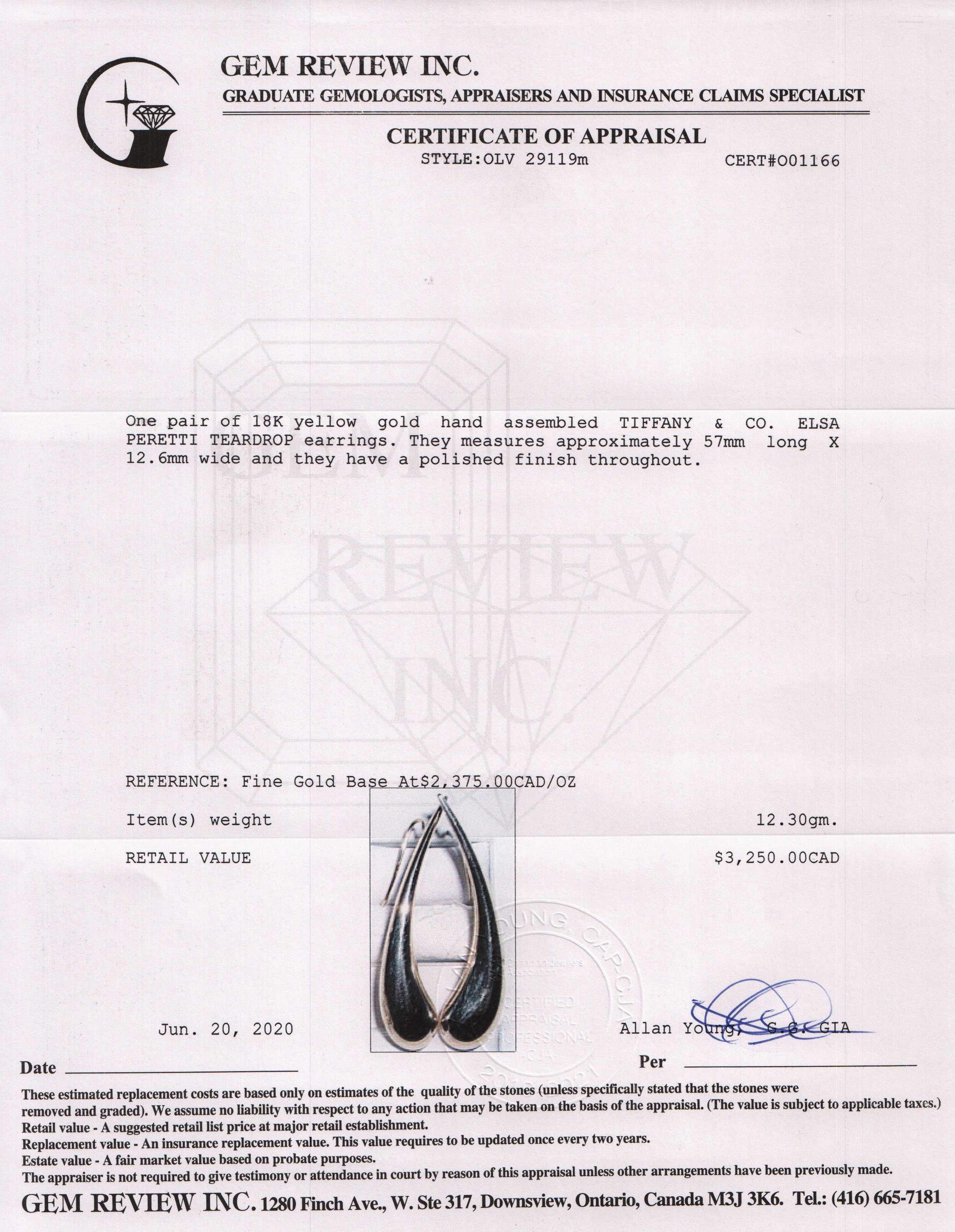 Tiffany & Co. Vintage 18k Gold Elsa Peretti Teardrop Earrings