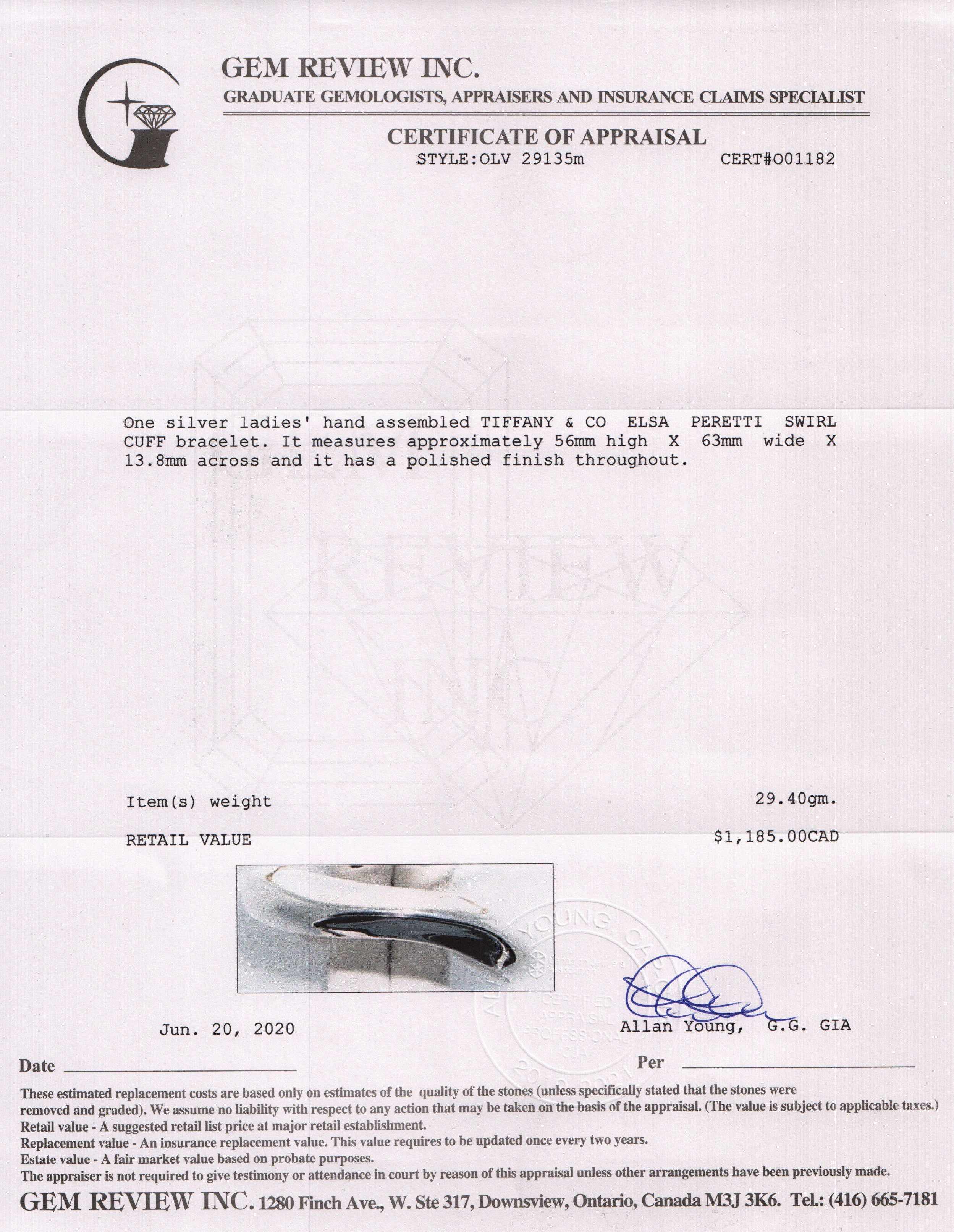 Tiffany & Co. Elsa Peretti Swirl Cuff Bracelet