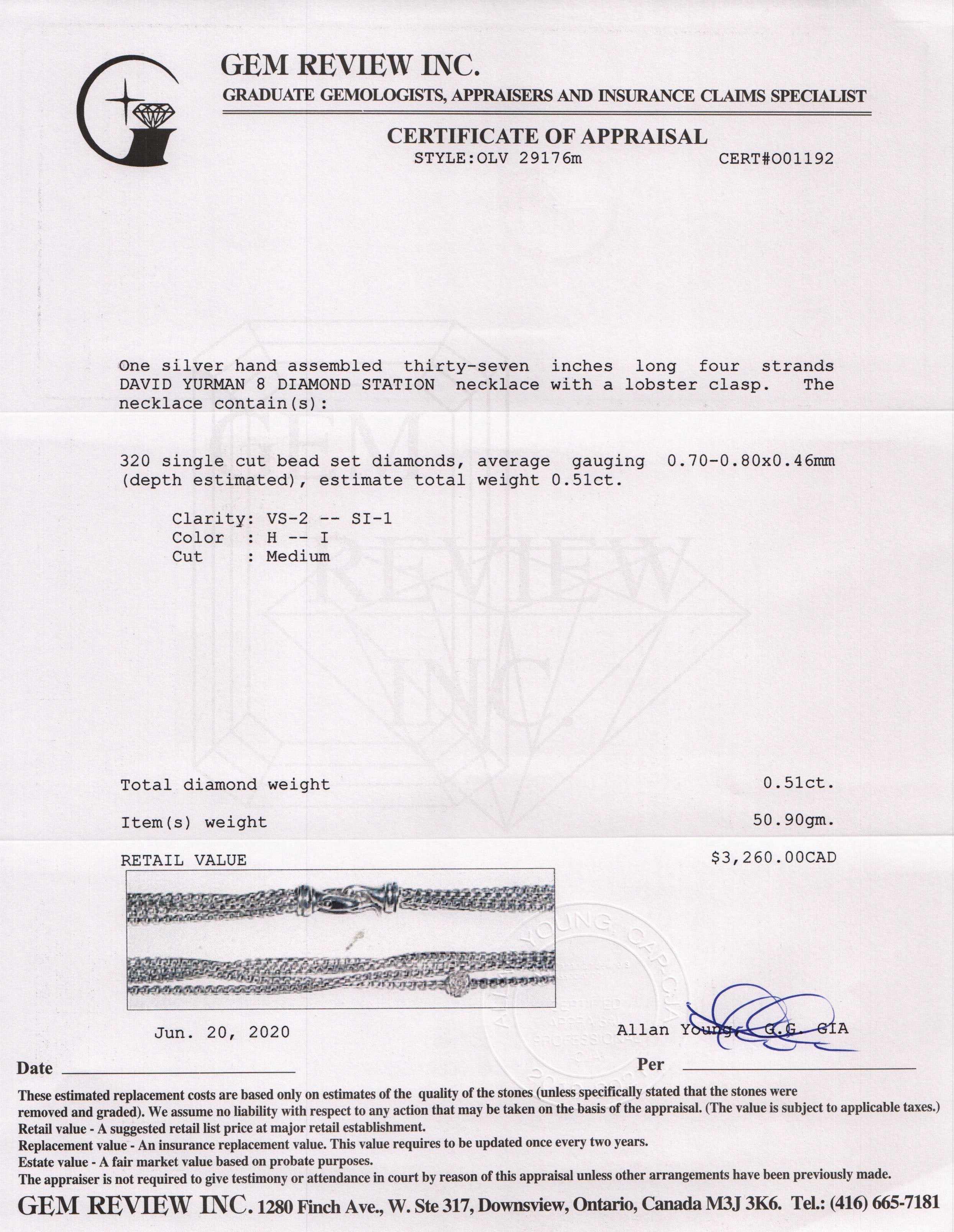 David Yurman Four-Row Chain Necklace with Diamonds