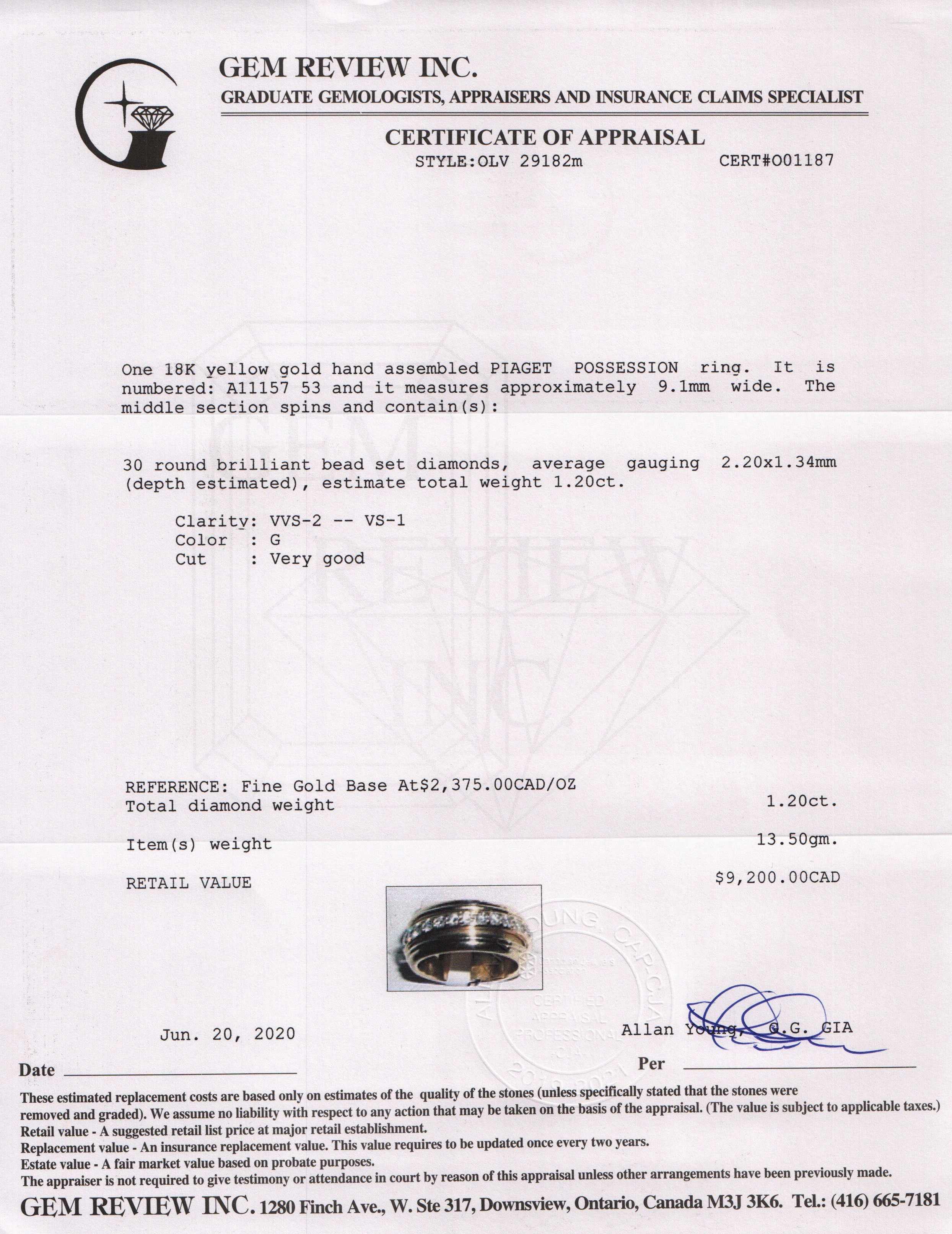 Piaget 18k Gold Possession Diamond Band Ring