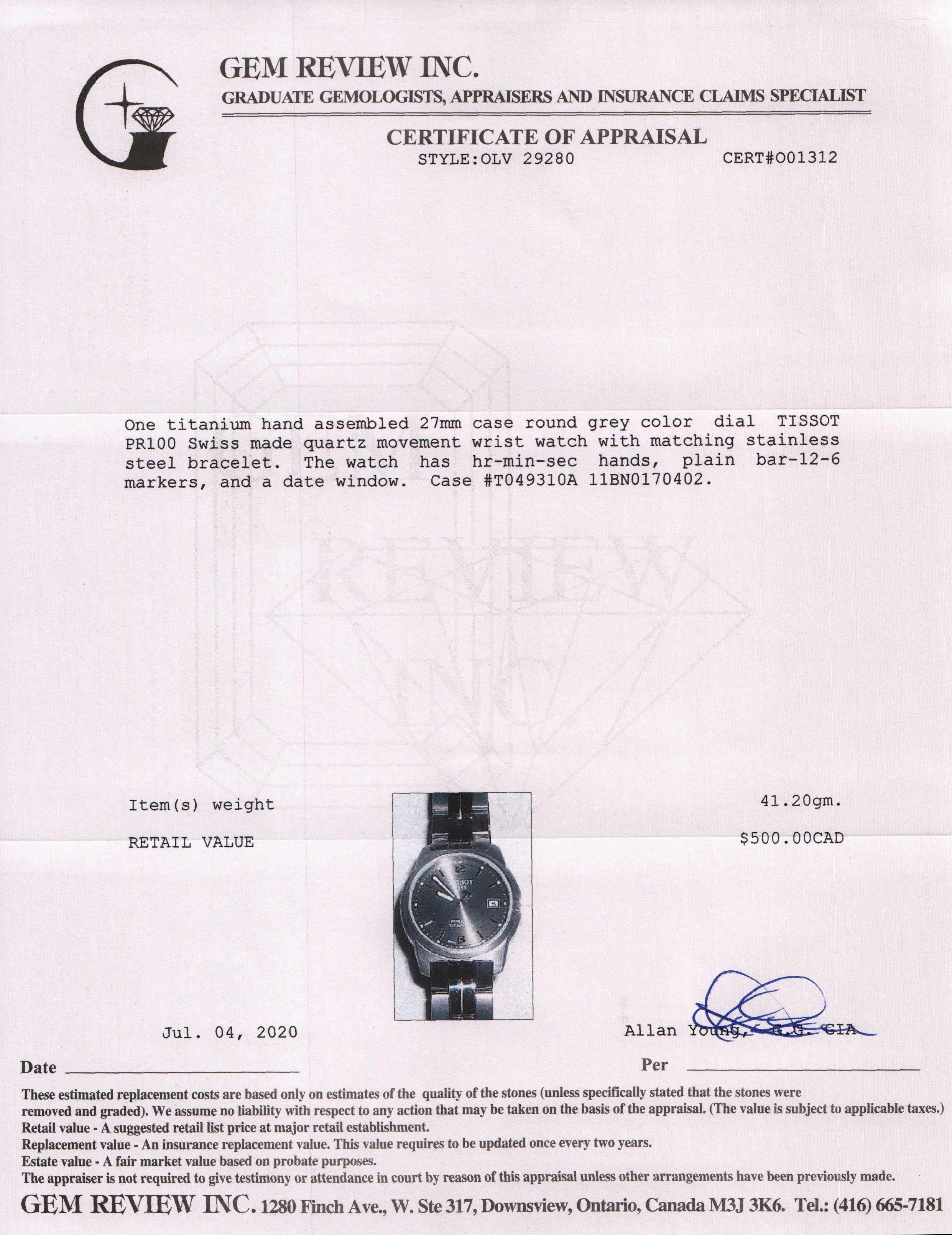 Tissot PR 100 Titanium Watch w/ Box