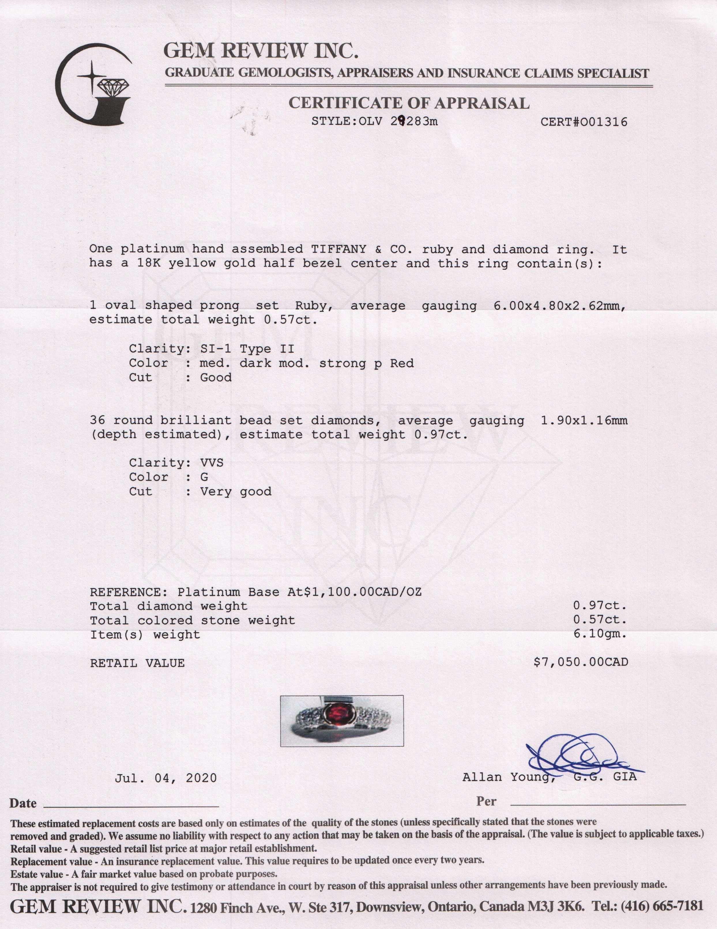 Tiffany & Co. Two-Tone Ruby and Diamond Ring