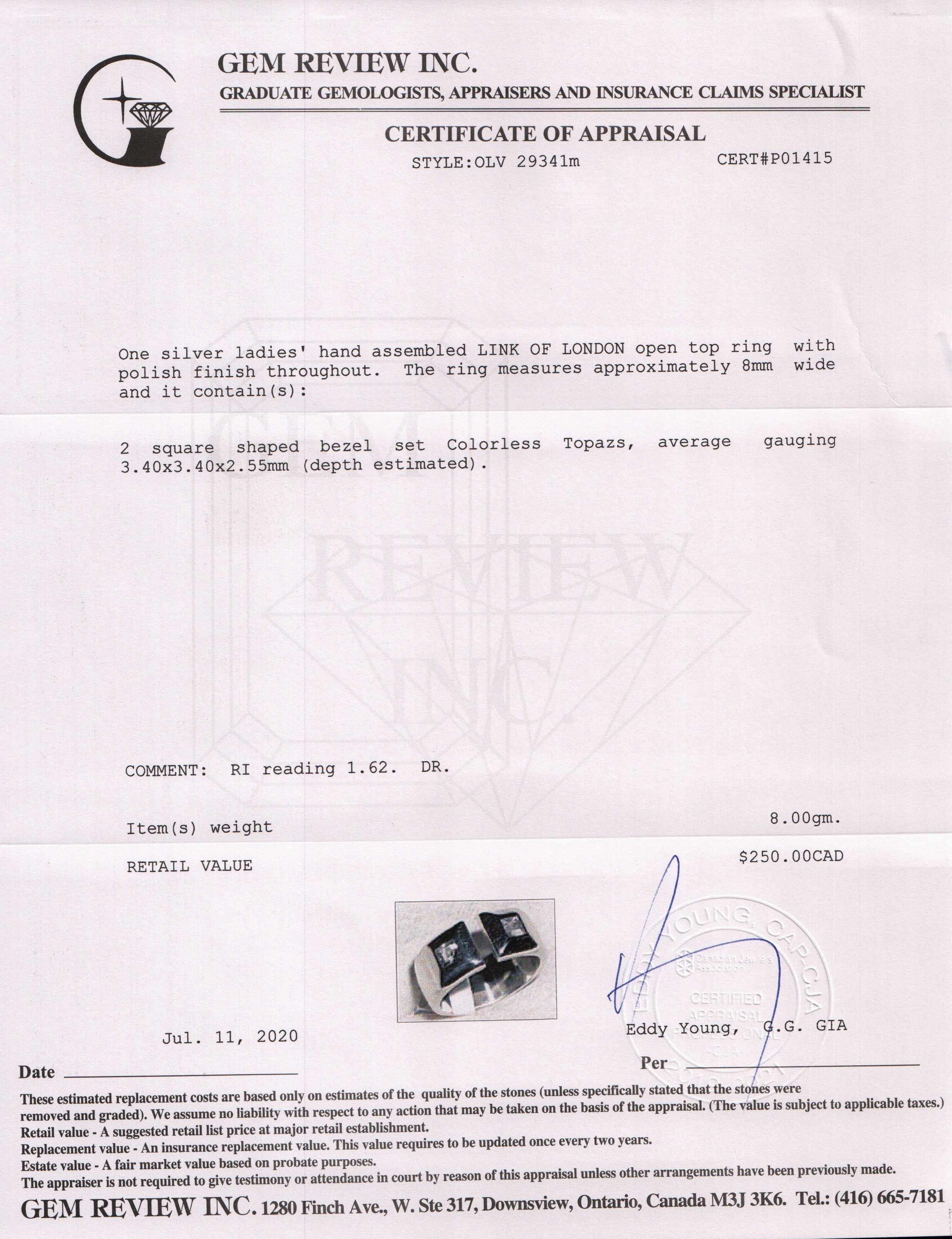 Links of London Topaz Open Band Ring